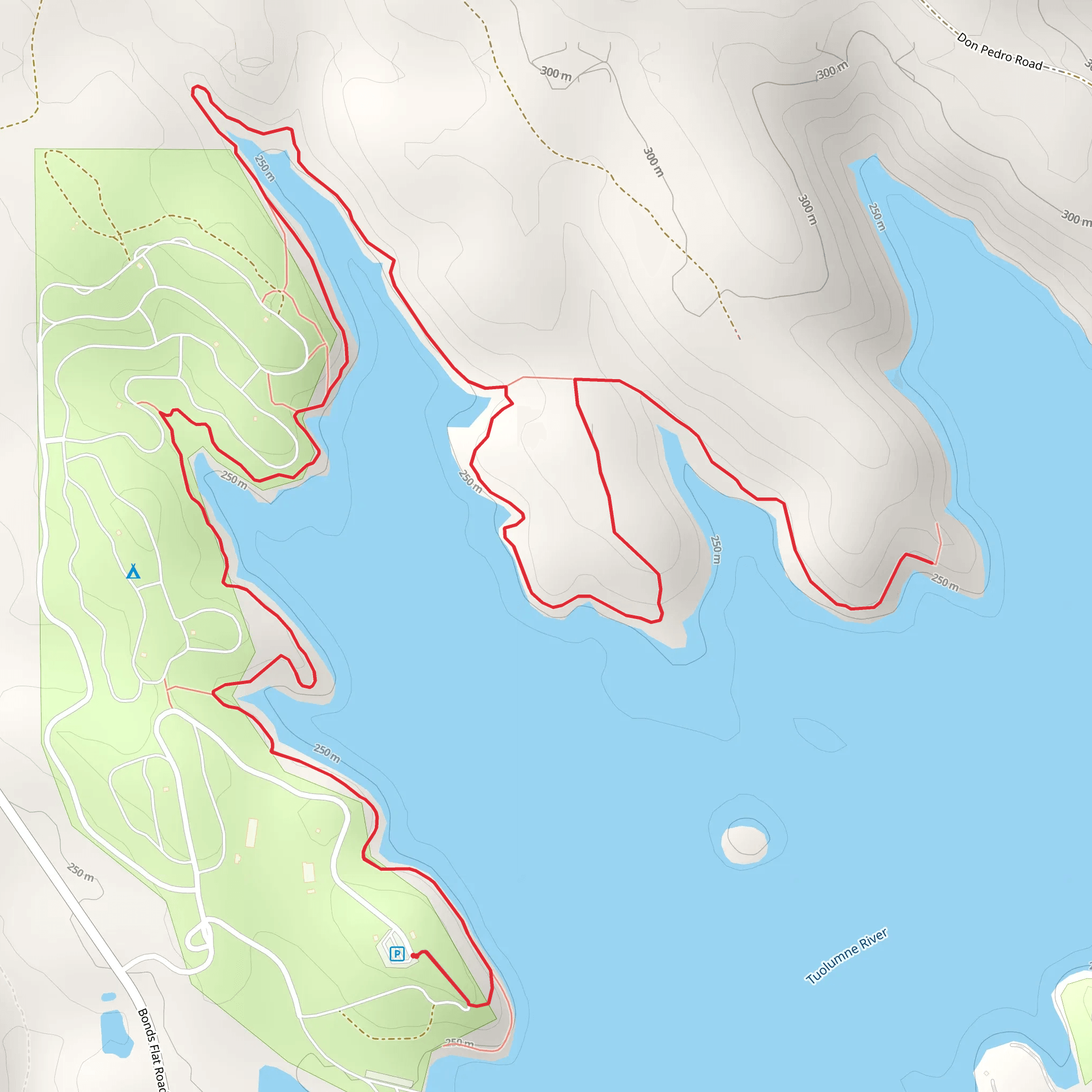 Don Pedro Reservoir Northern Shore Walk mobile static map