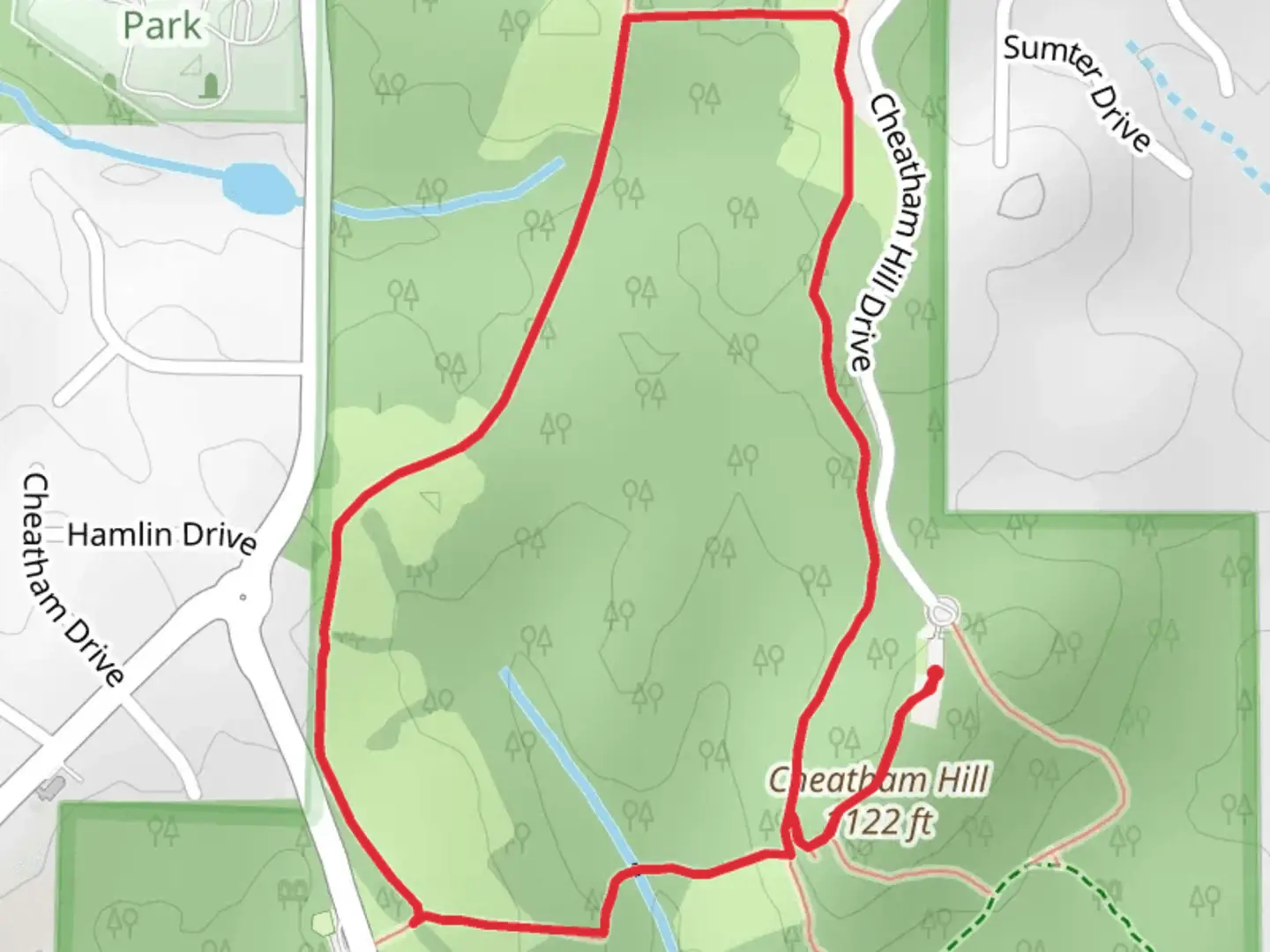 An image depicting the trail Assault Trail and Cease Fire Trail Loop and its surrounding area.