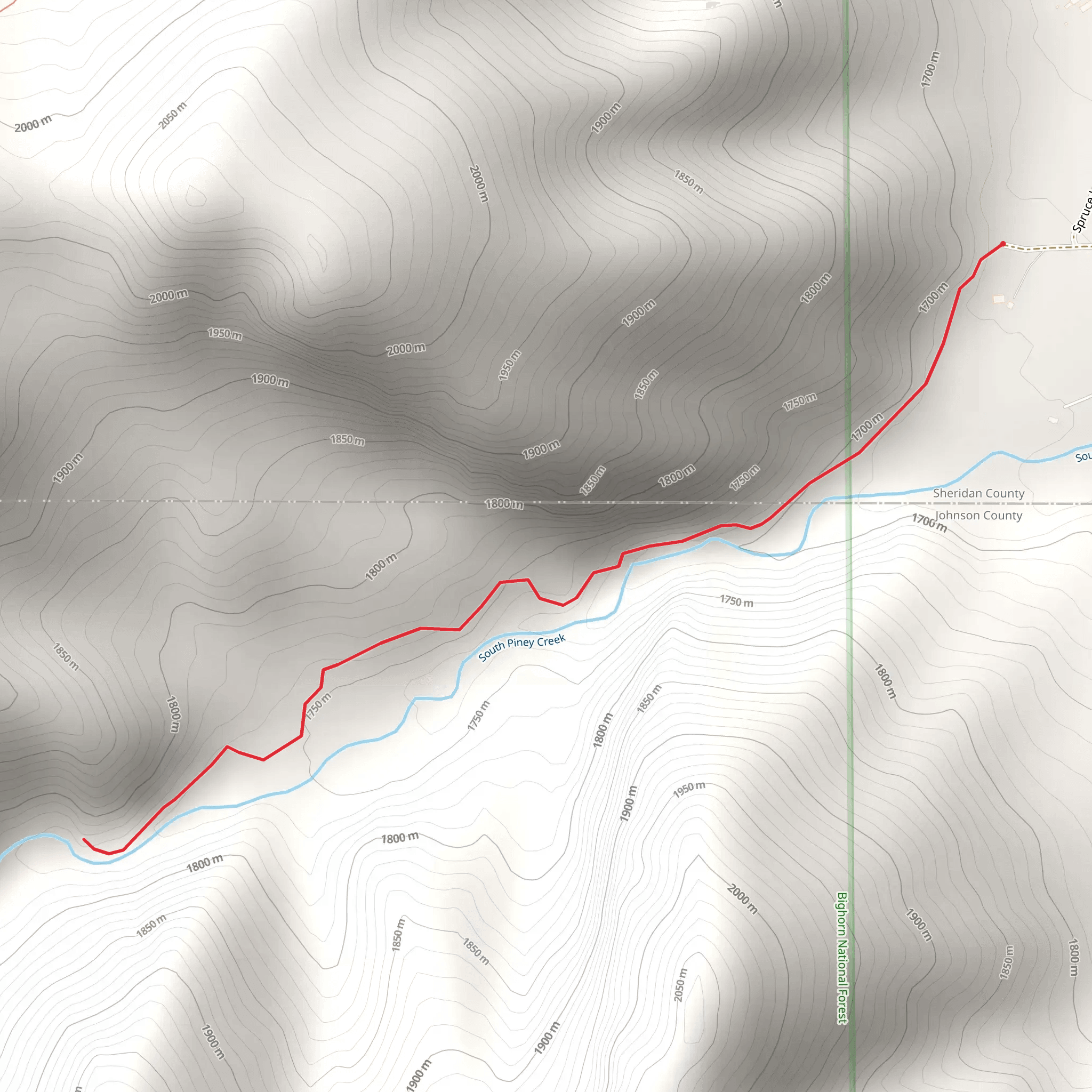 South Piney Creek mobile static map