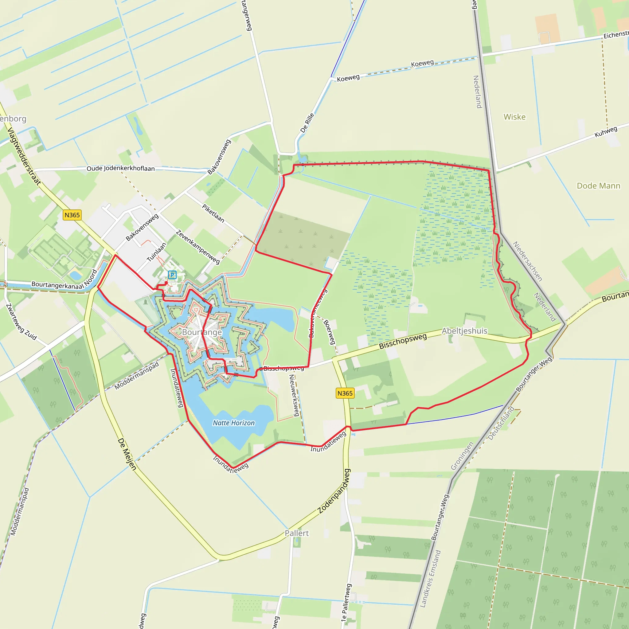 Bourtange via Inundatie Weg and Tussen Weg mobile static map