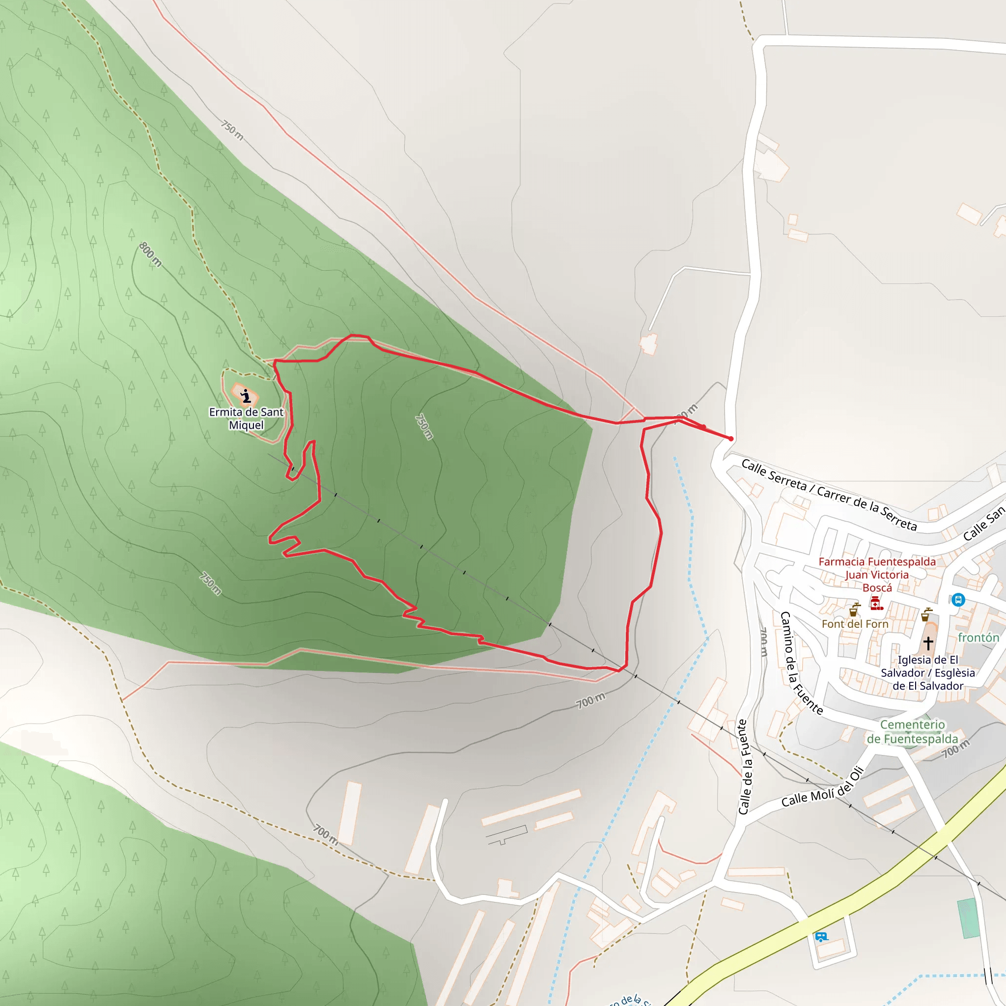 Route of the Hermitage of San Miguel de Fuentespalda PR TE 158 mobile static map