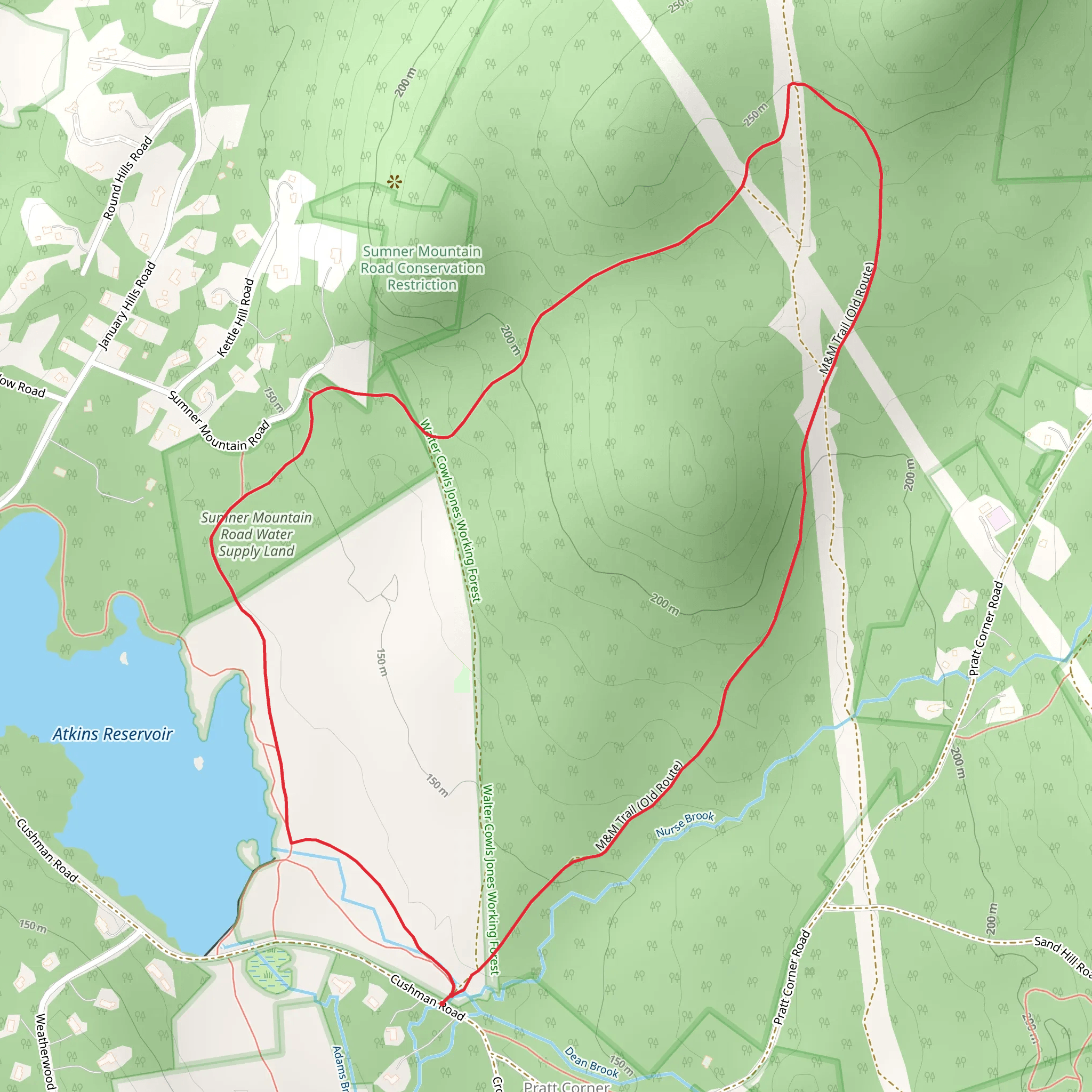 Atkins Reservoir and Amherst Watershed Land Loop mobile static map