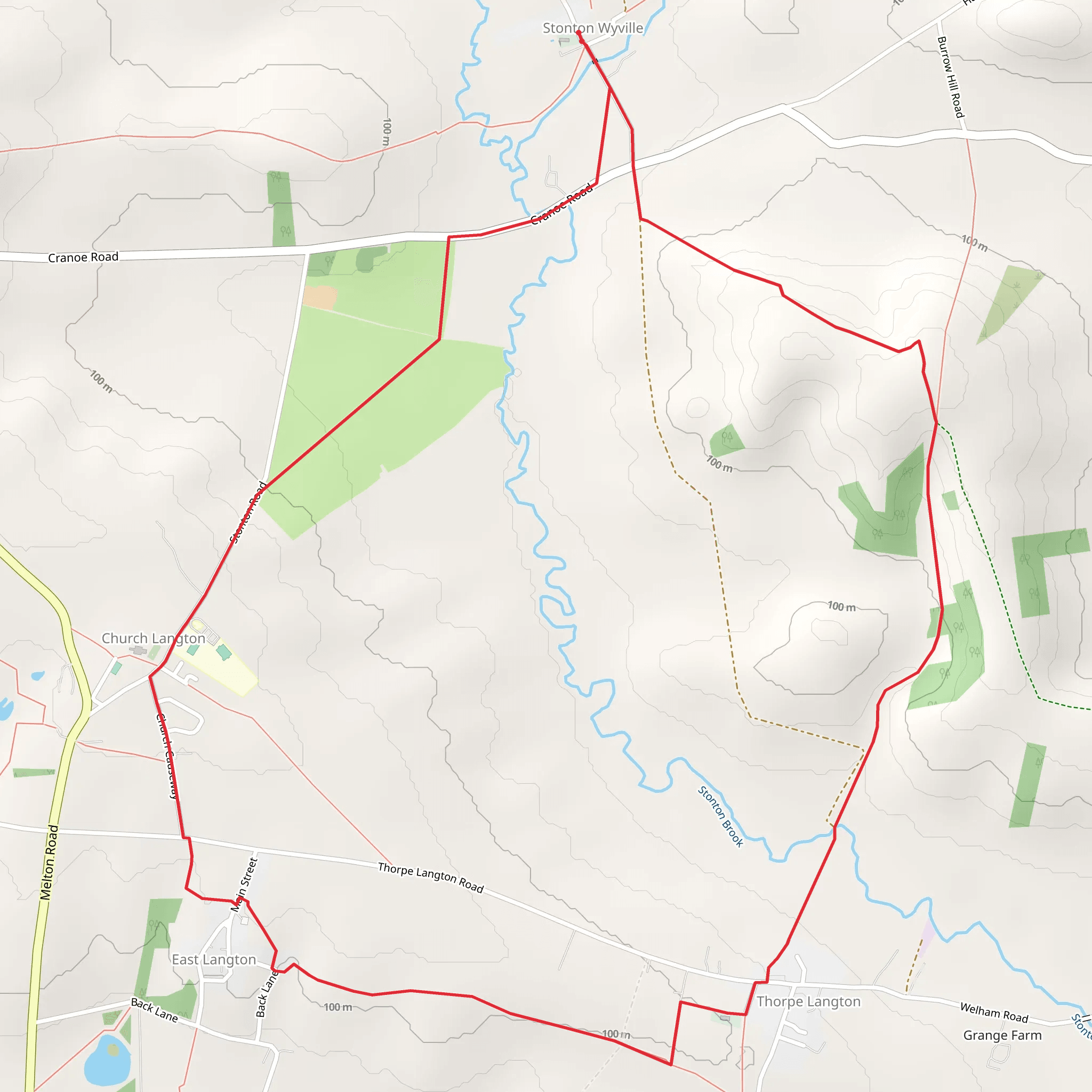 Stonton Wyville to Thorpe Langton Loop mobile static map