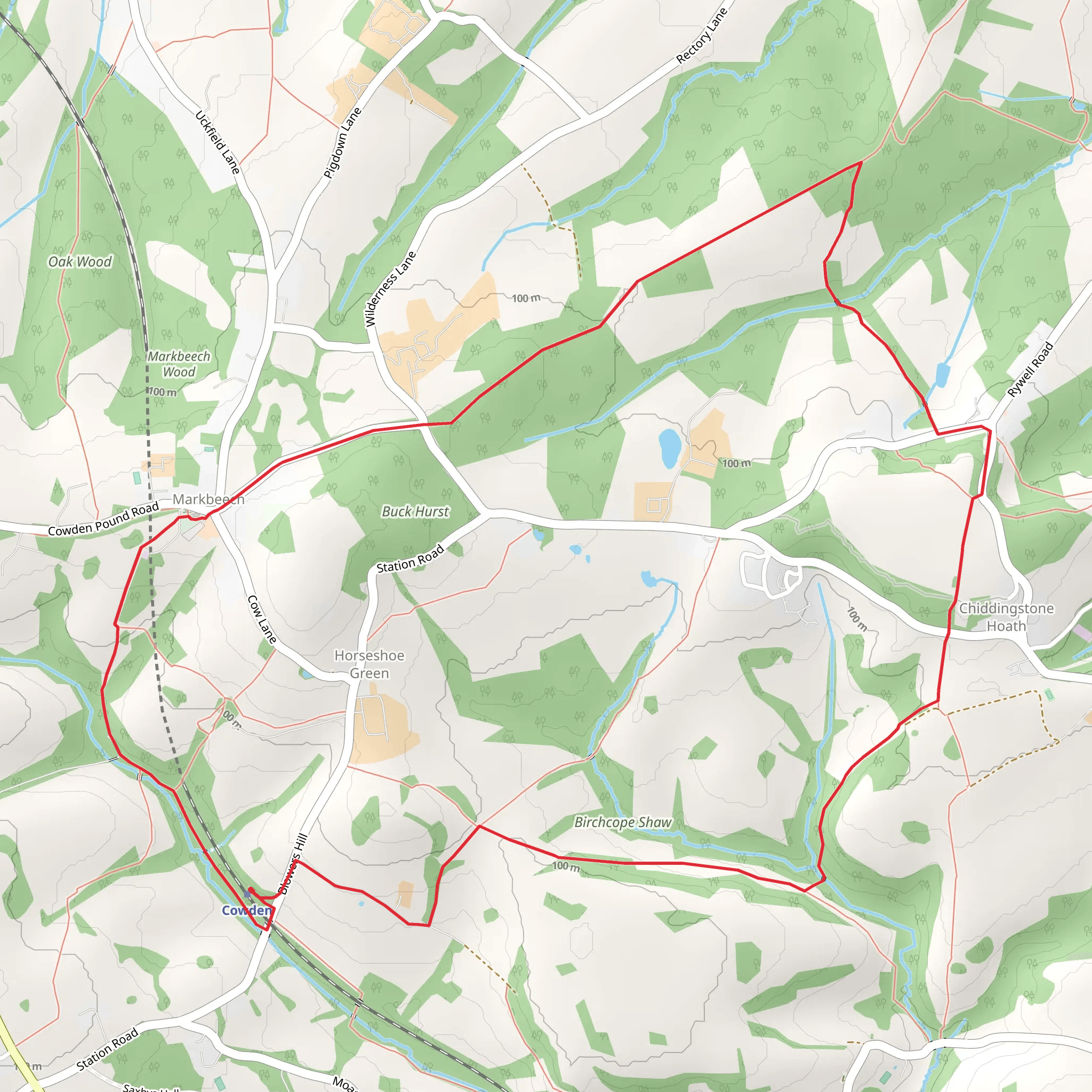 Markbeech and Chiddingstone Hoath Loop mobile static map