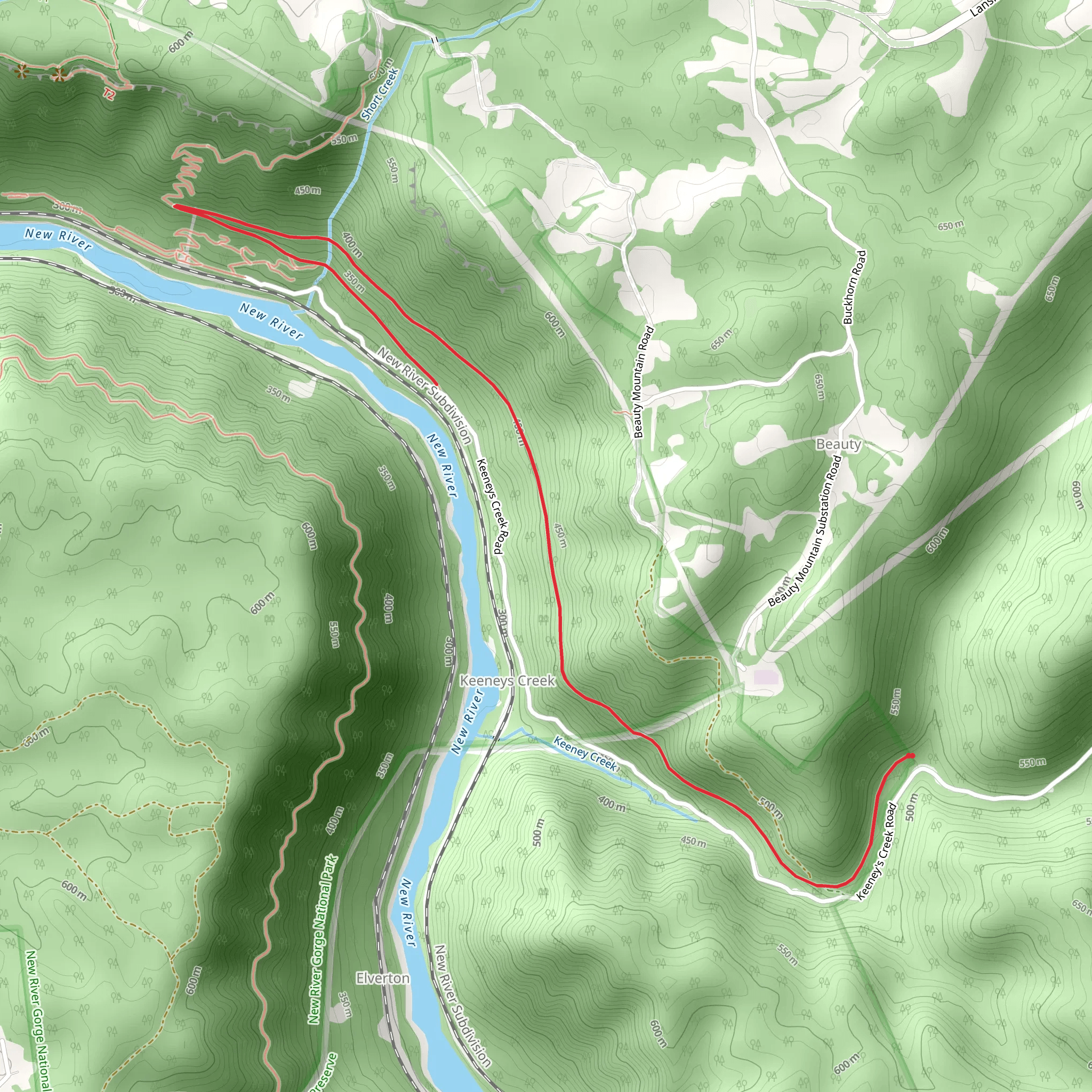 Dudleys Dip Rapids and Beauty Mountain Overlook mobile static map