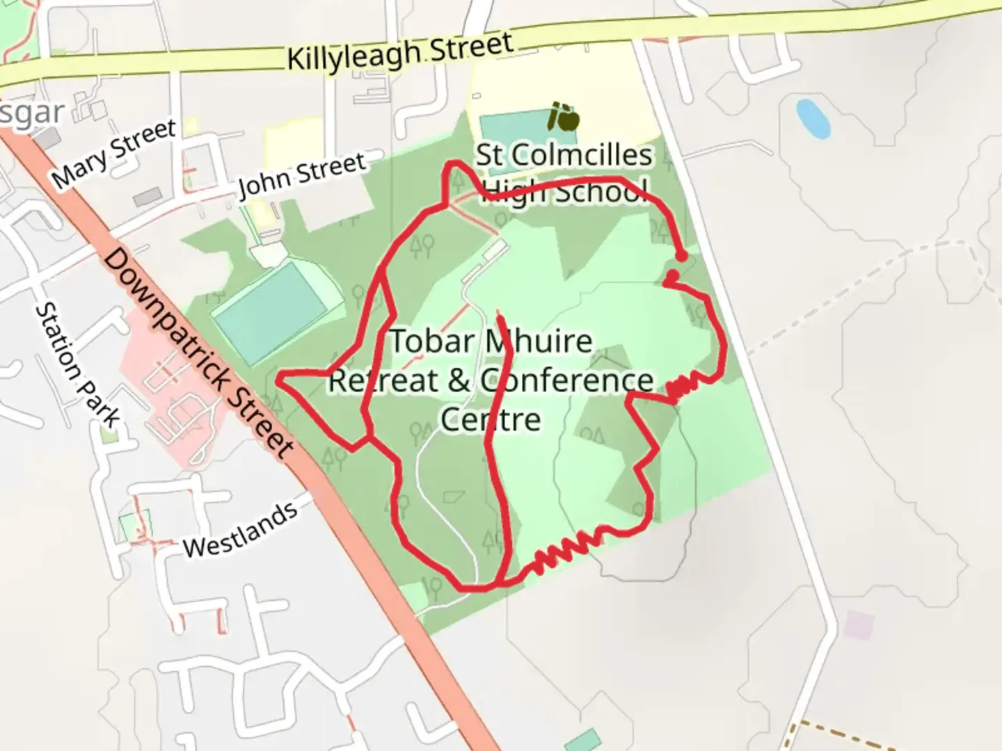 An image depicting the trail Tobar Mhuire Heritage Trail and its surrounding area.
