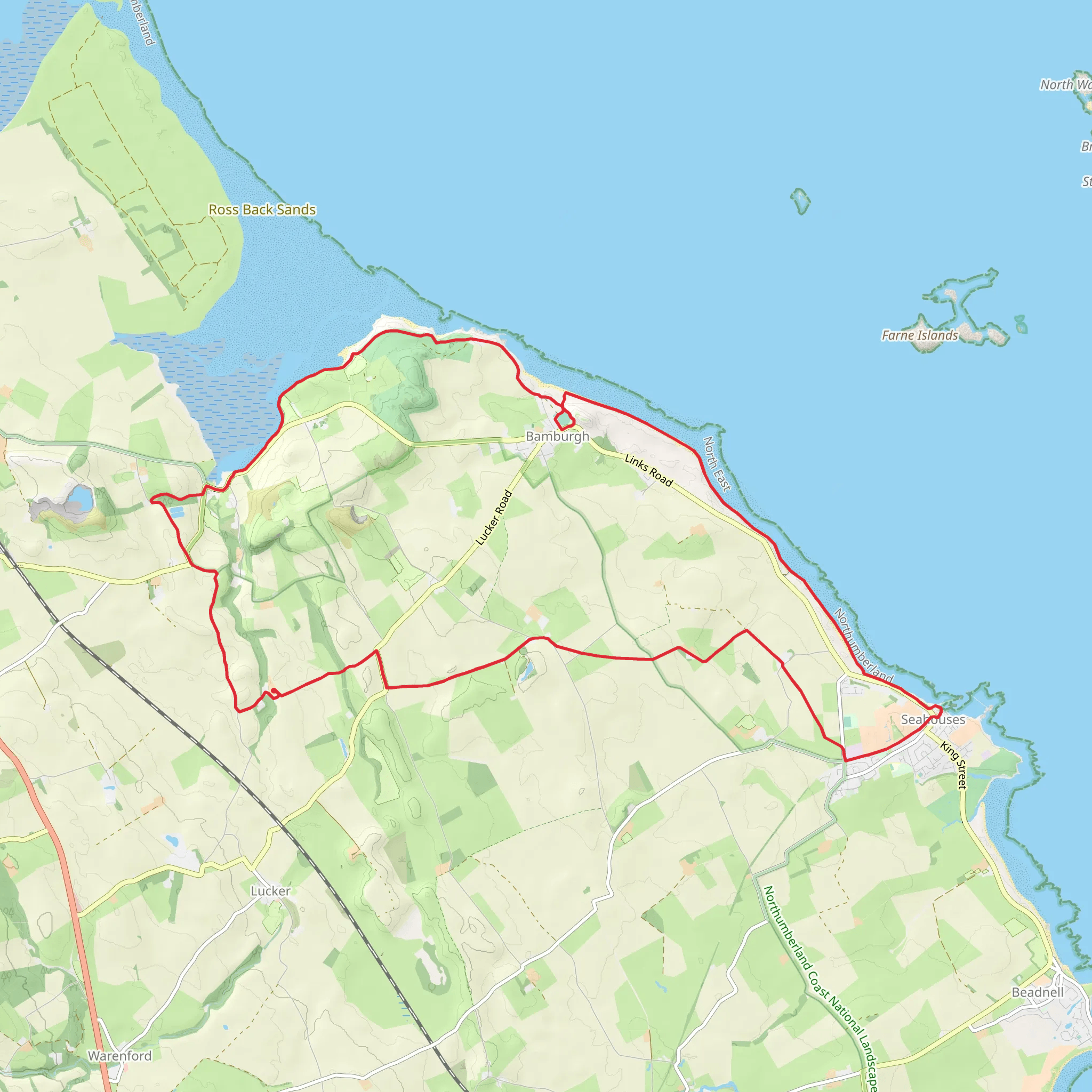 Bradford to Bamburgh and Seahouses Loop Walk mobile static map