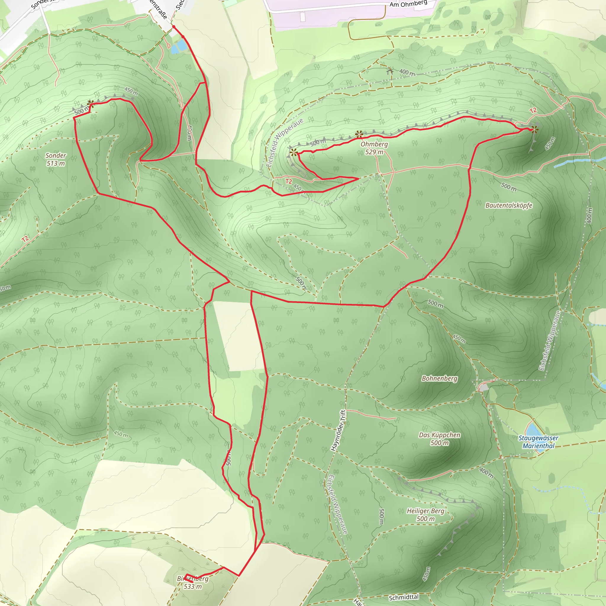 Birkenberg via Harz-Hainlaite Wanderweg mobile static map