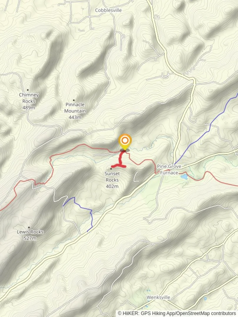 An image depicting the trail Sunsets Rocks Trail and its surrounding area.