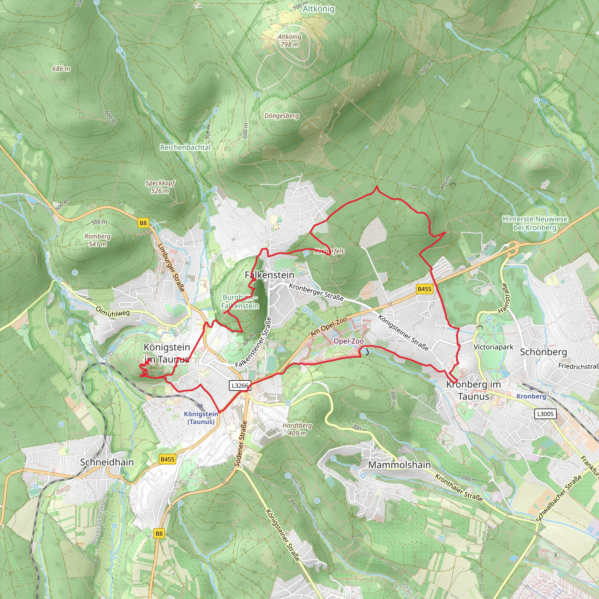 Falkenstein Castle via Taunusklub Route mobile static map