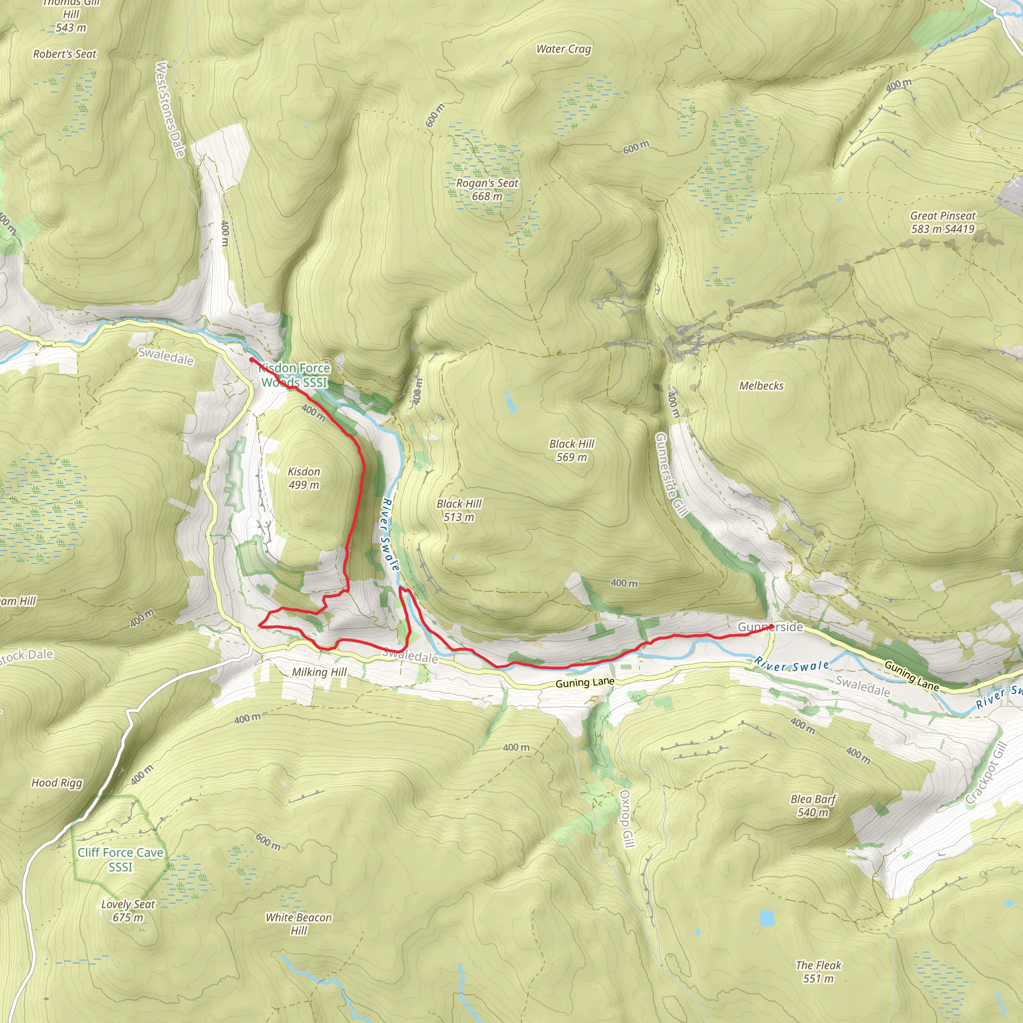 Keld to Gunnerside Walk mobile static map