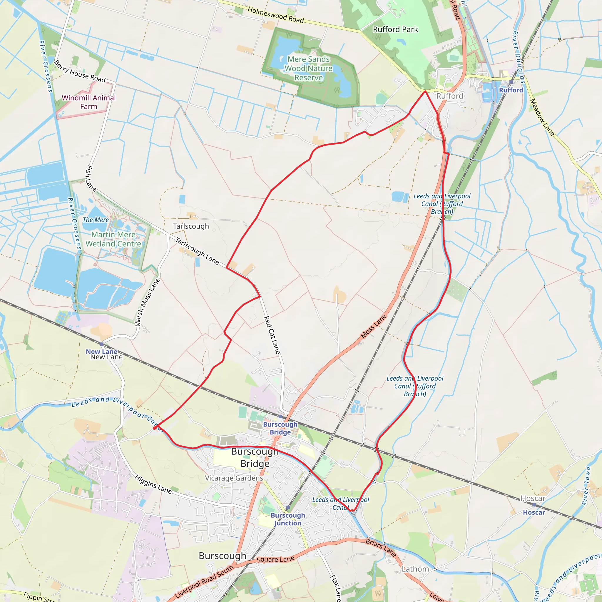 Burscough Bridge and Rufford Loop mobile static map