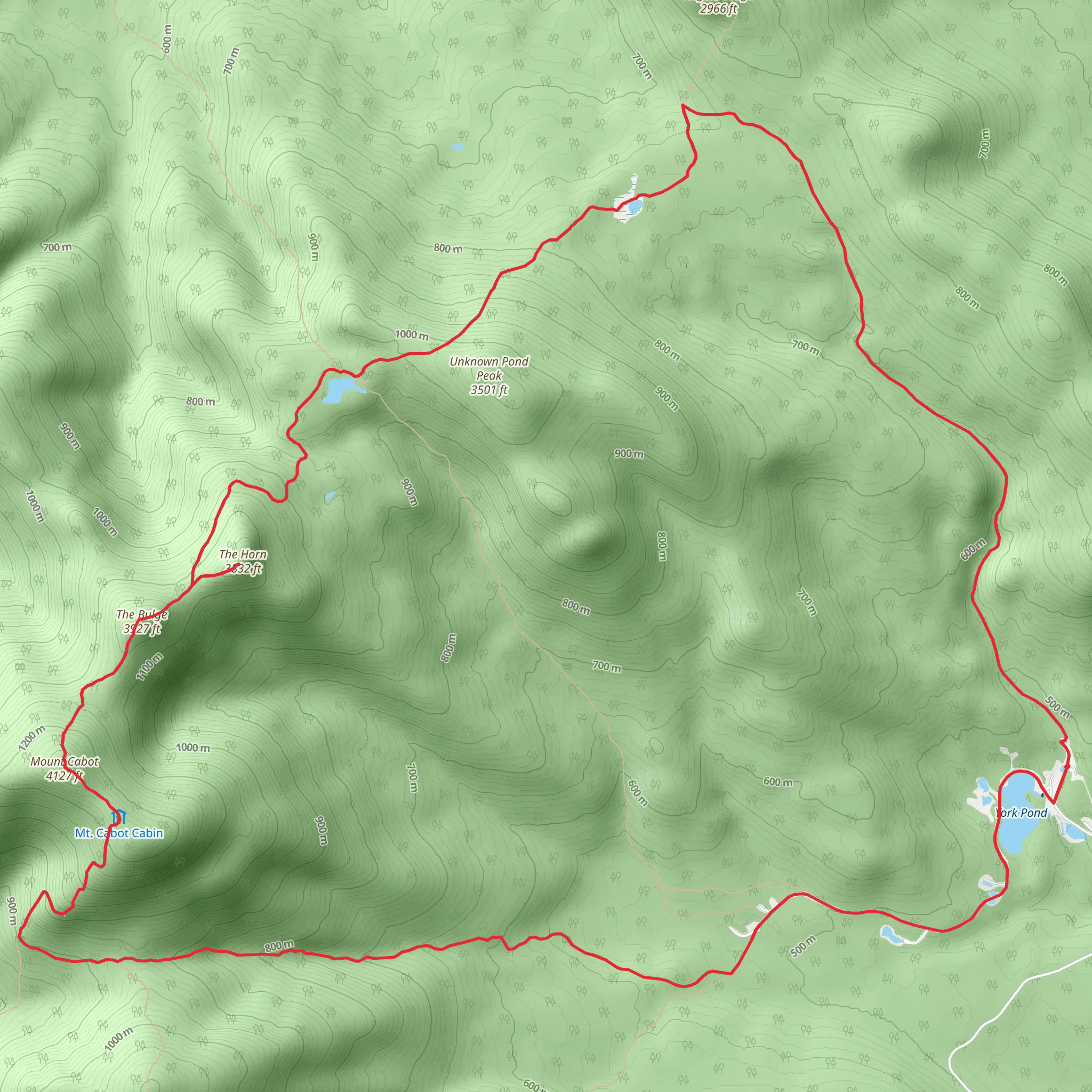 The Horn and Mount Cabot Loop via Cohos Trail mobile static map