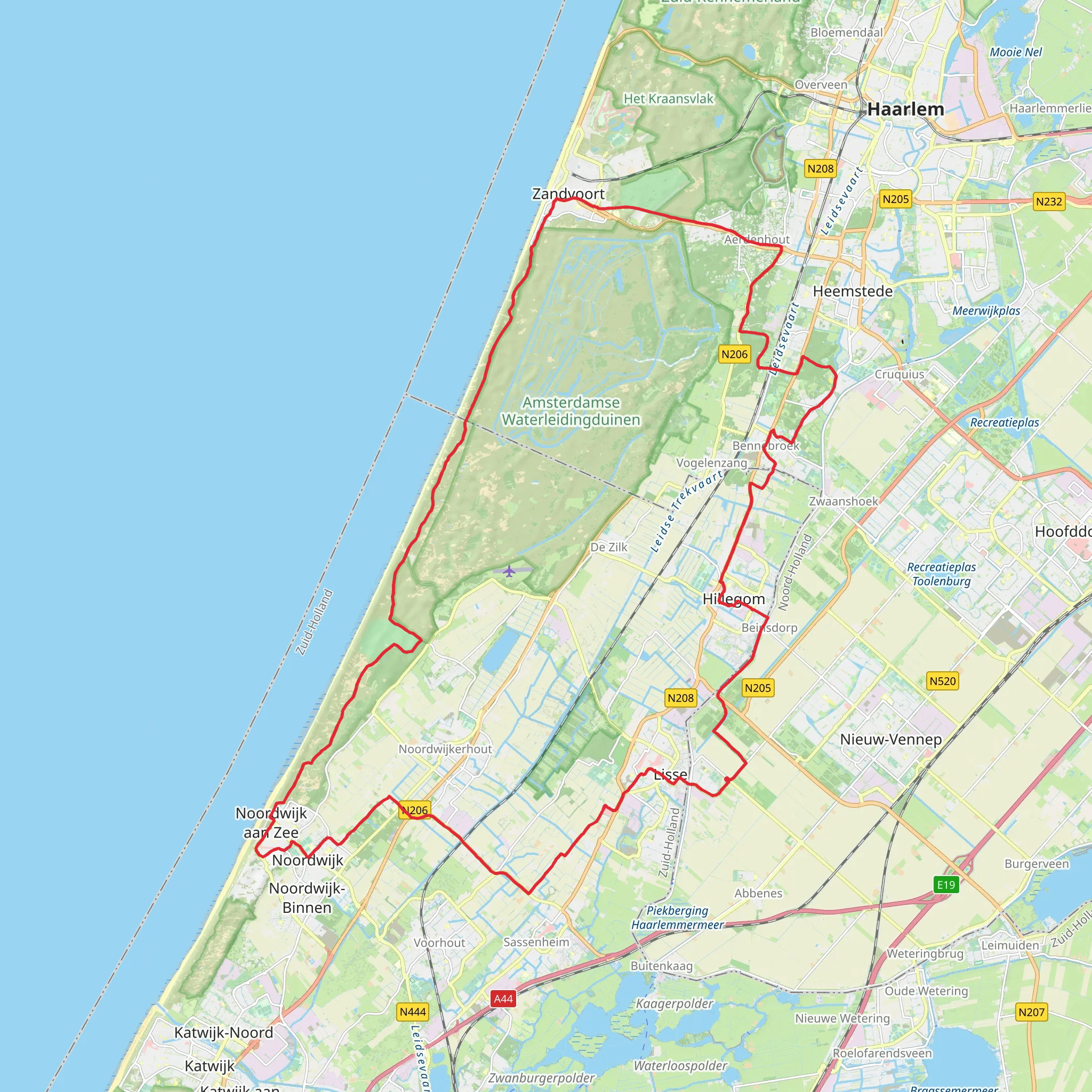 Teylingerlaan, S - Gravendamseweg, Van Panhuysstraat and Boekenroodeweg Loop mobile static map