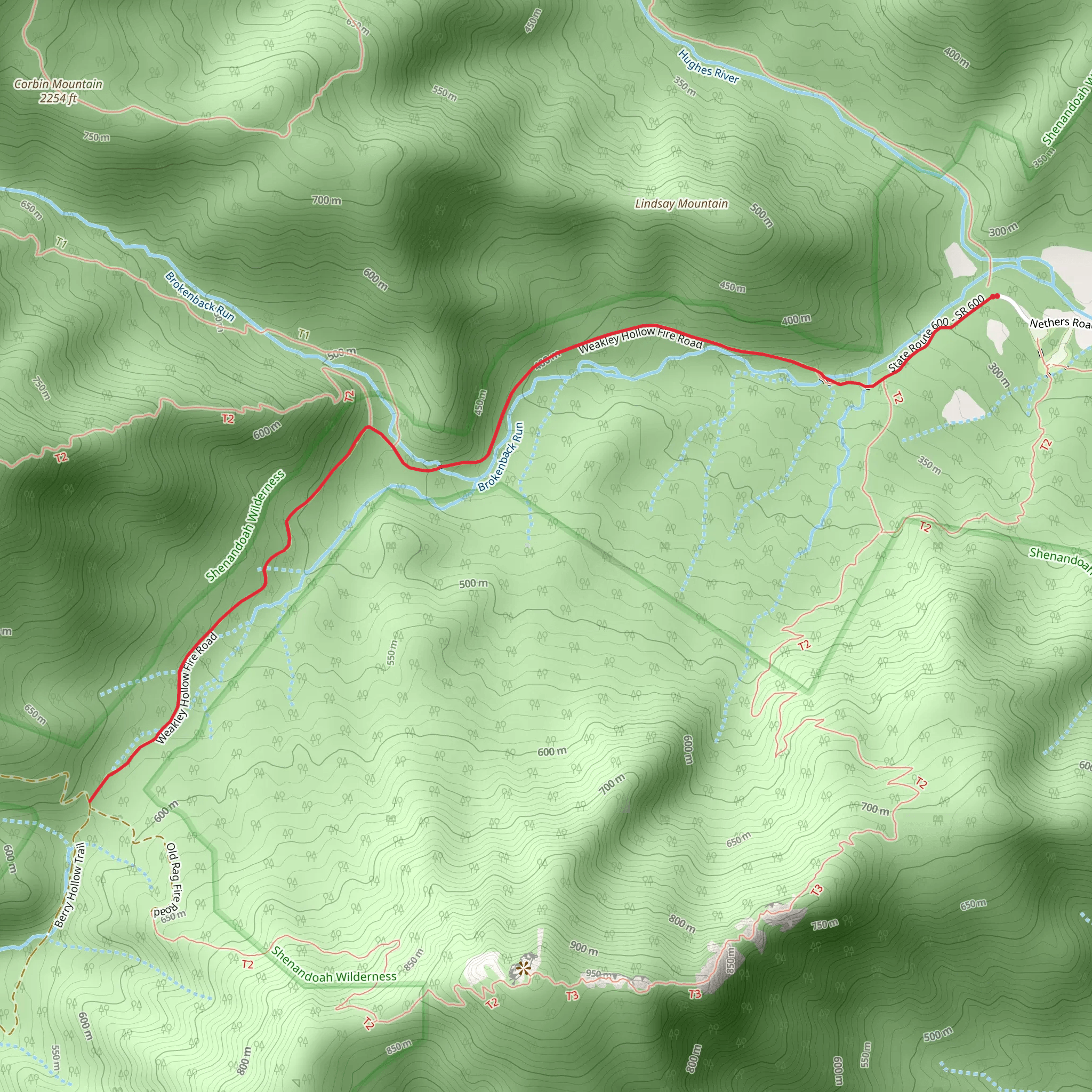 Weakley Hollow Fire Road Trail mobile static map