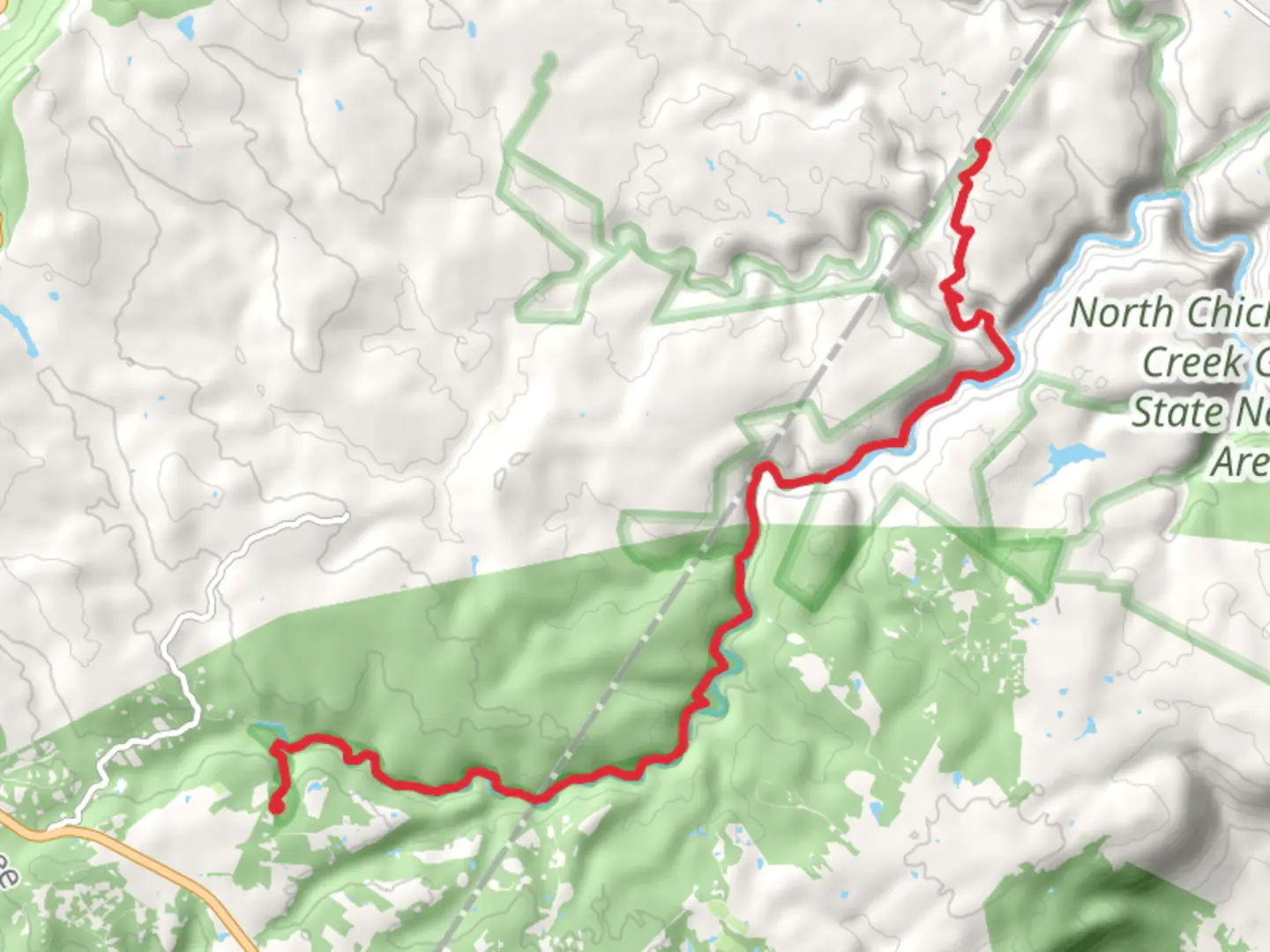 An image depicting the trail CT - Upper North Chickamauga Creek and its surrounding area.