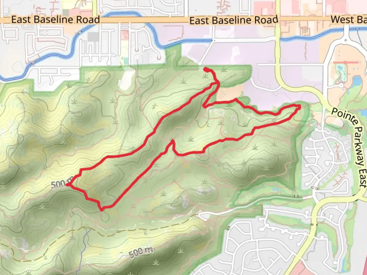 An image depicting the trail Beverly Canyon Trail and Ridgeline Trail and its surrounding area.