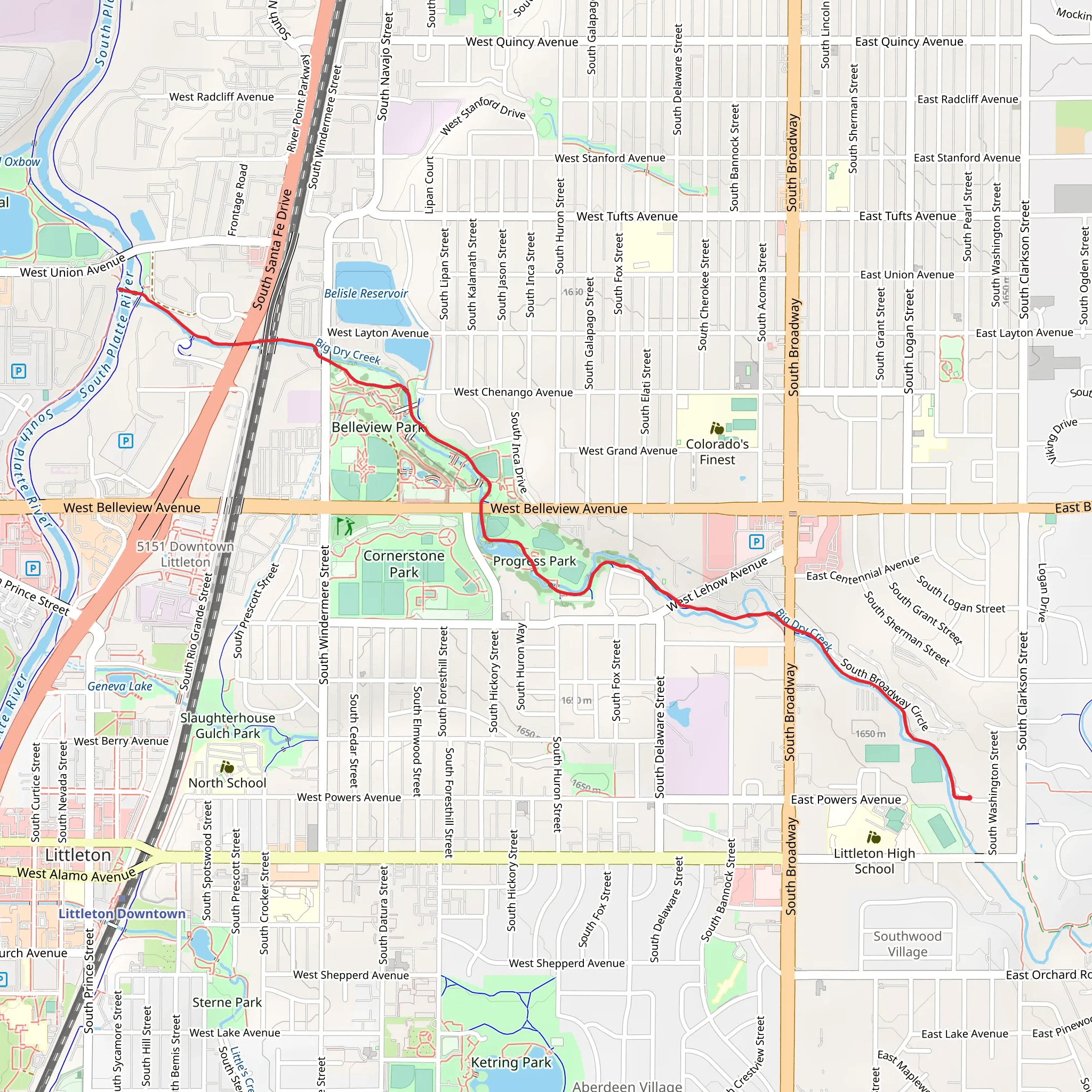 Big Dry Creek Trail - East Powers Avenue mobile static map