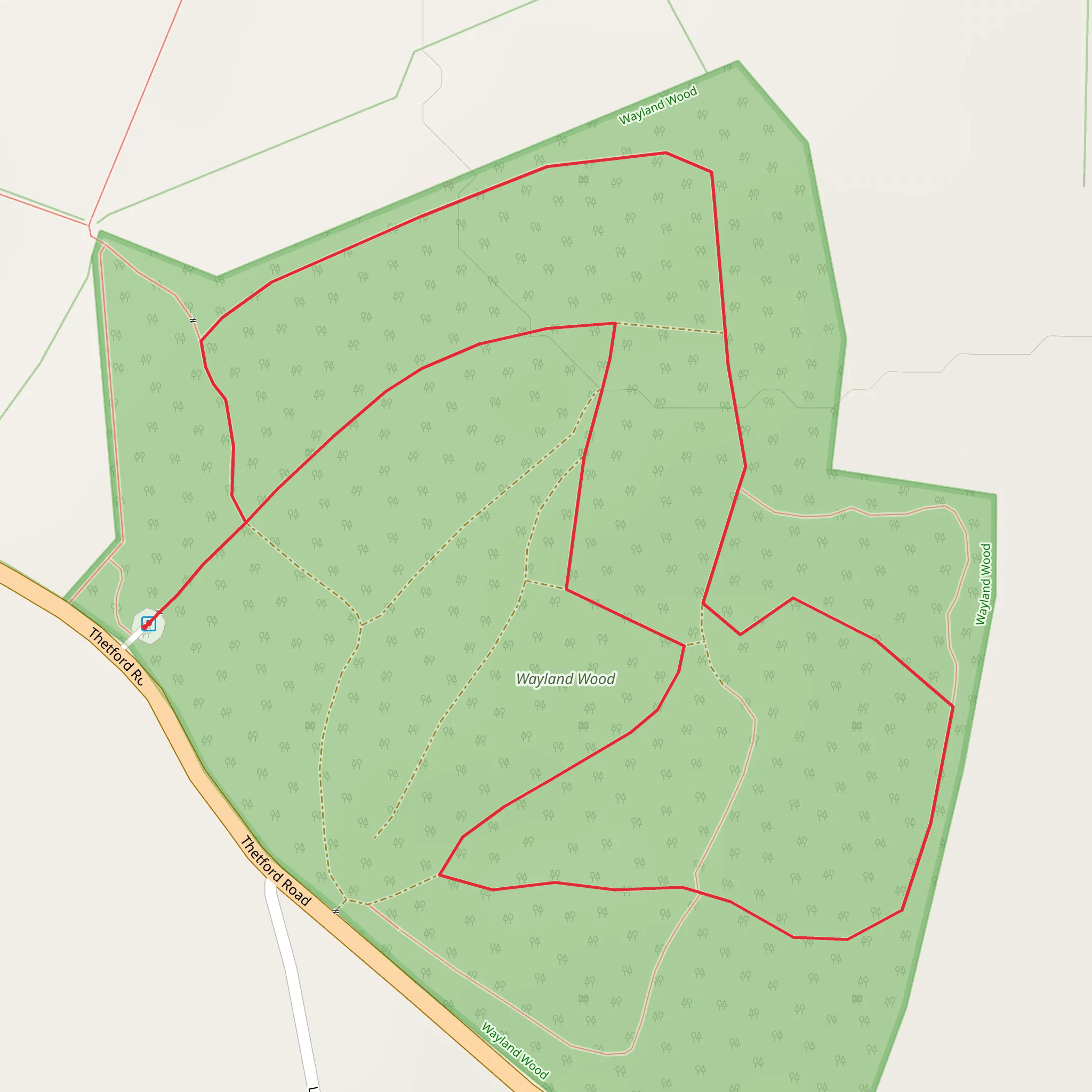 Wayland Wood Loop mobile static map