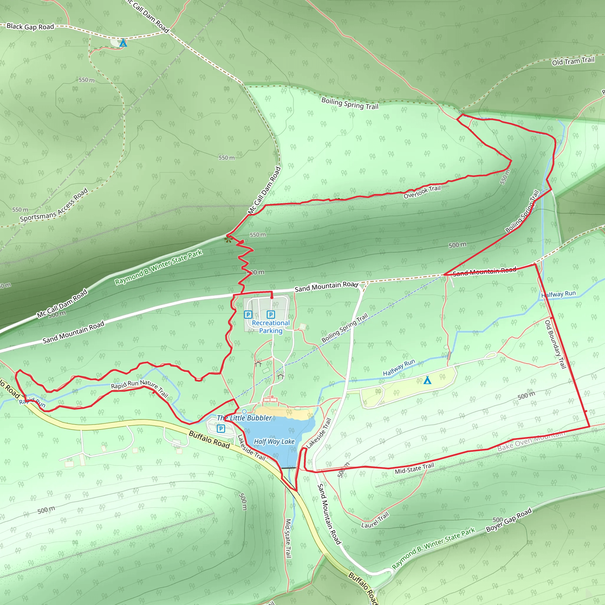 Half Way Lake Loop Trail via Boiling Spring Trail mobile static map