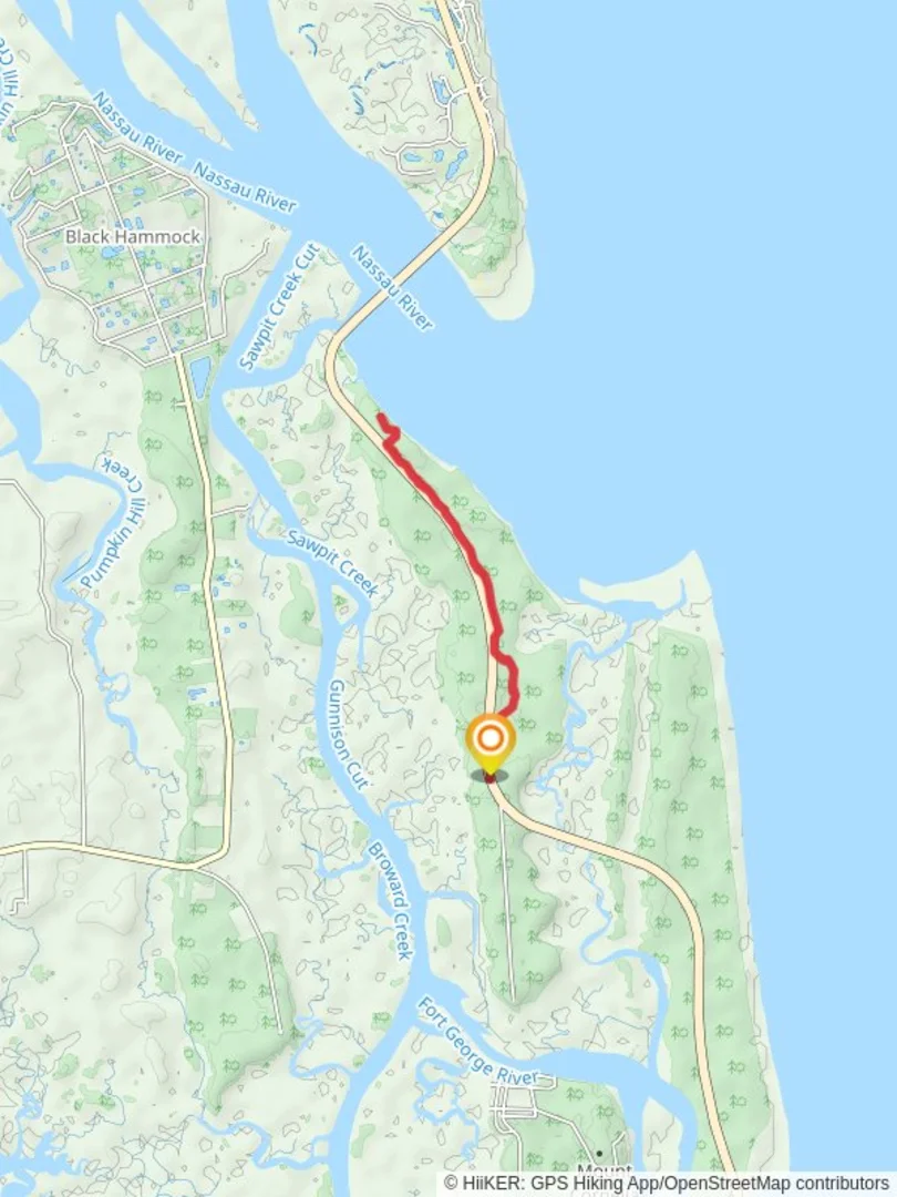 An image depicting the trail Nassau Sound via Timucuan Trail and its surrounding area.