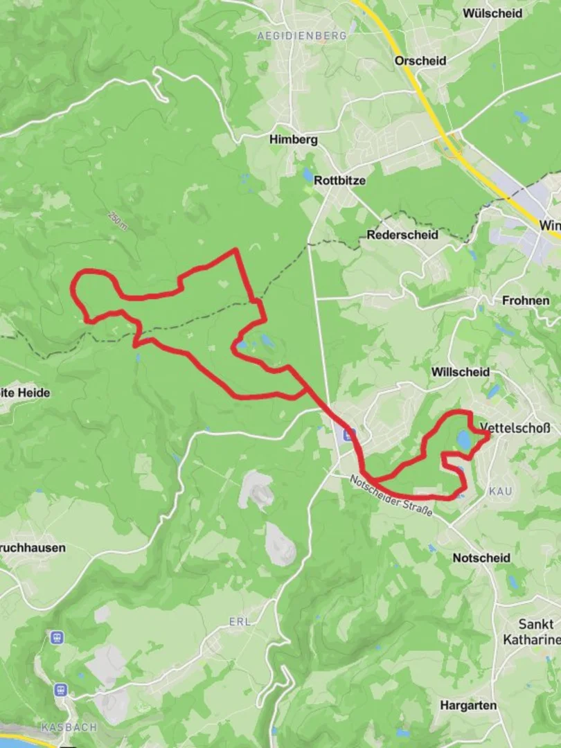 An image depicting the trail Kalenborn and Leyberg Loop and its surrounding area.