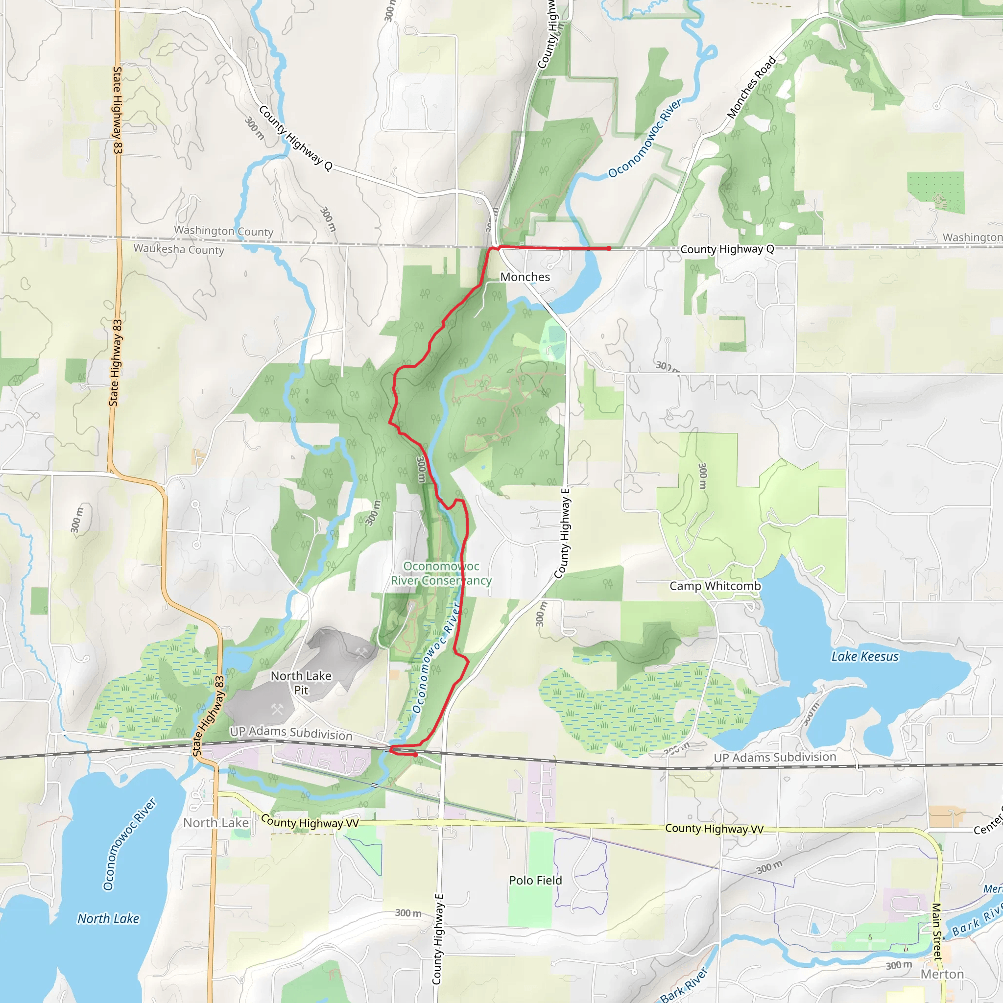 Ice Age Trail - Monches mobile static map