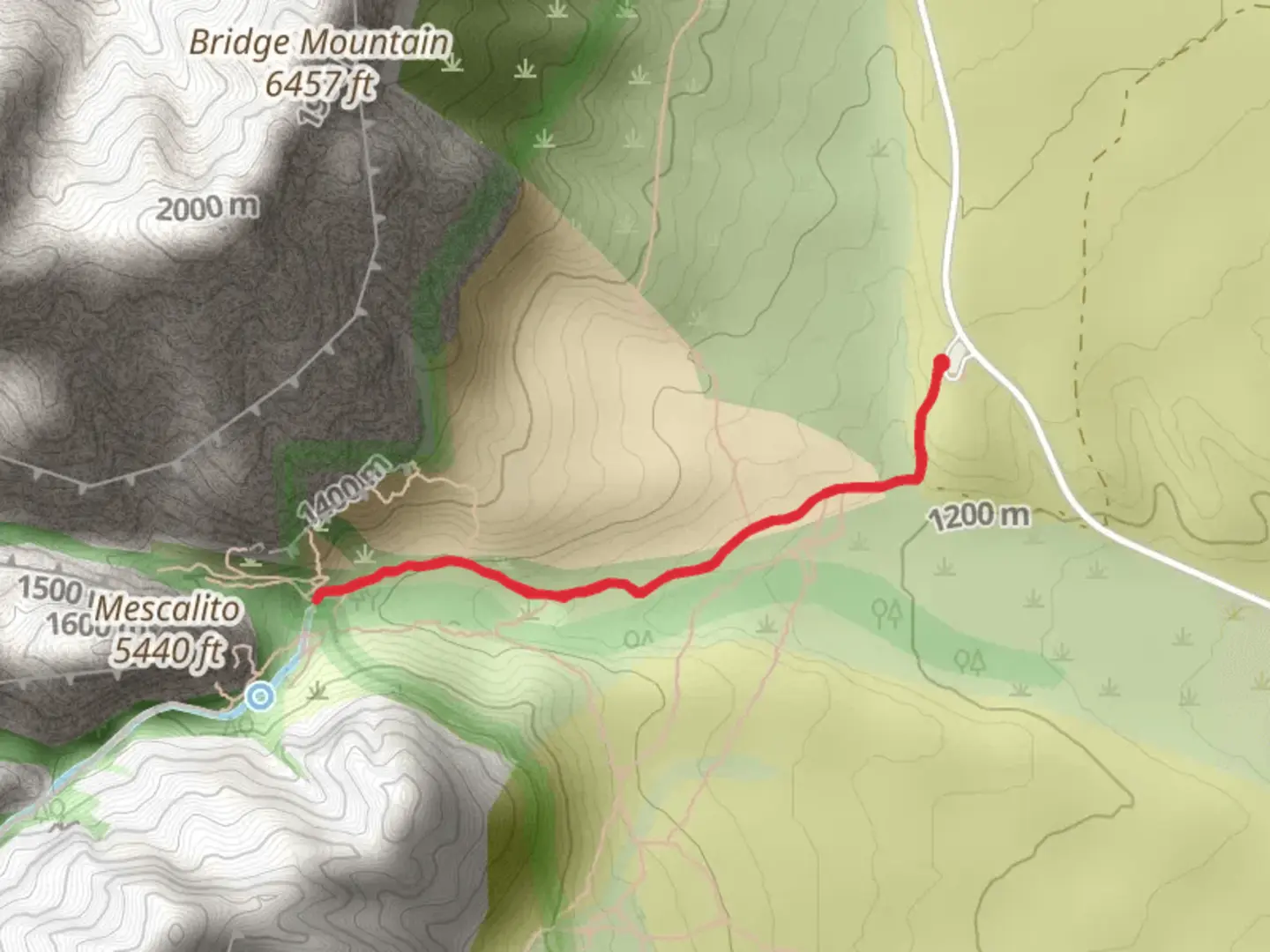 An image depicting the trail Pine Creek Trail from Scenic Drive and its surrounding area.