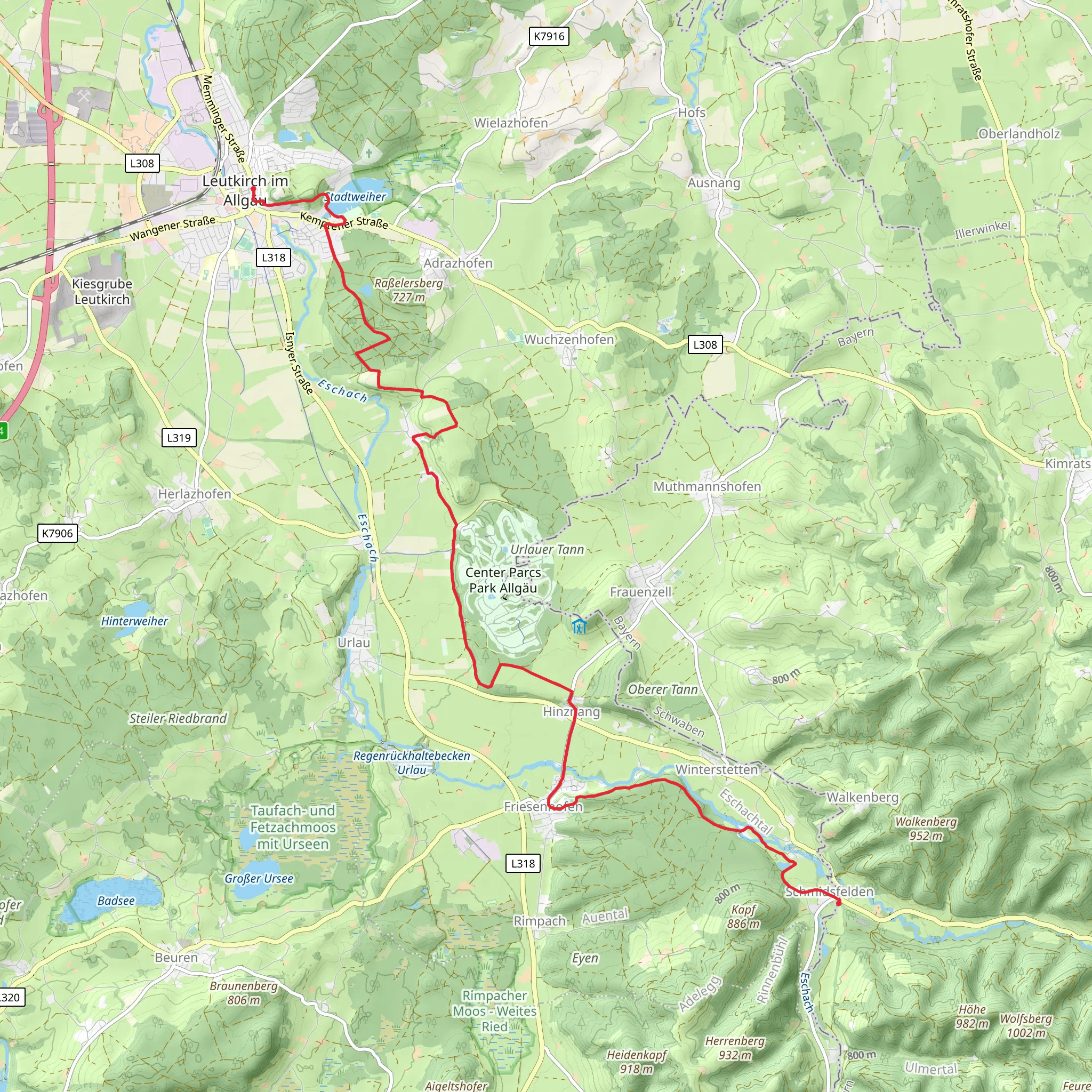 Schmidsfelden to Leutkirch Walk mobile static map
