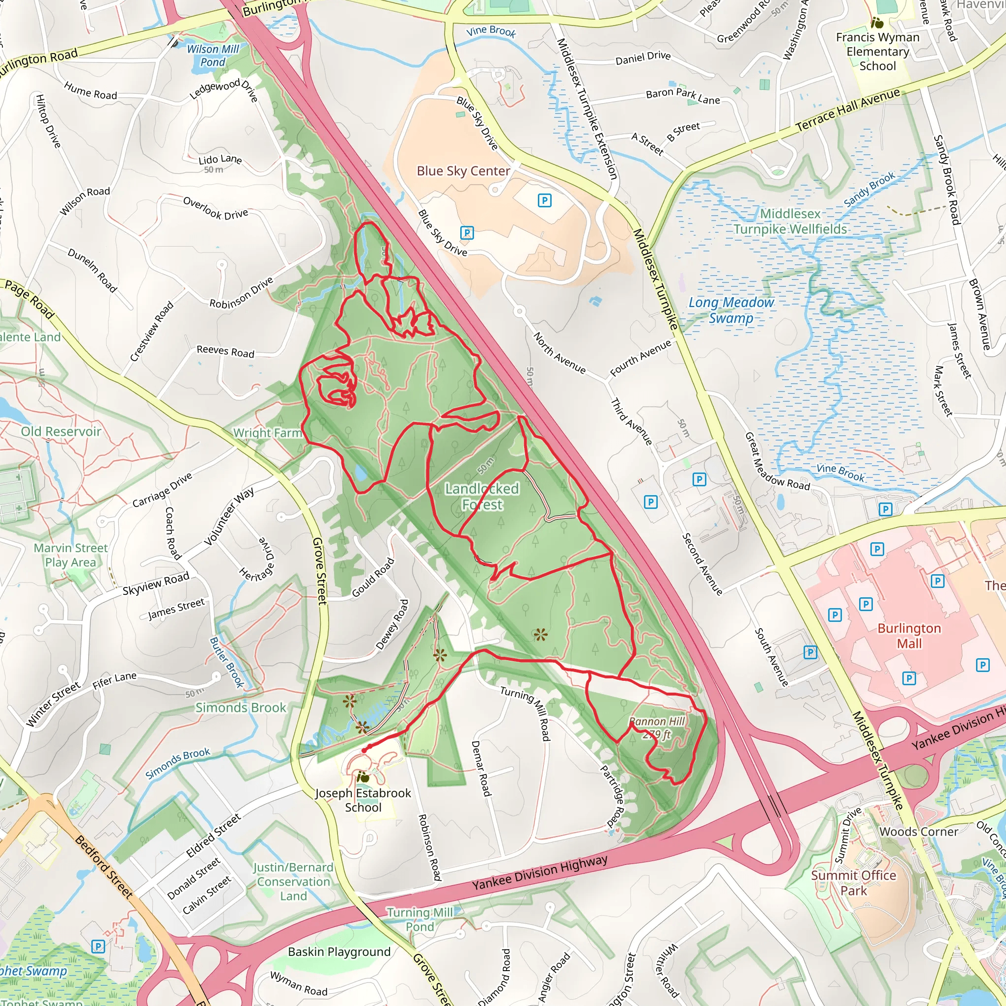 Bannon Hill - Muskrat Ponds Loop mobile static map