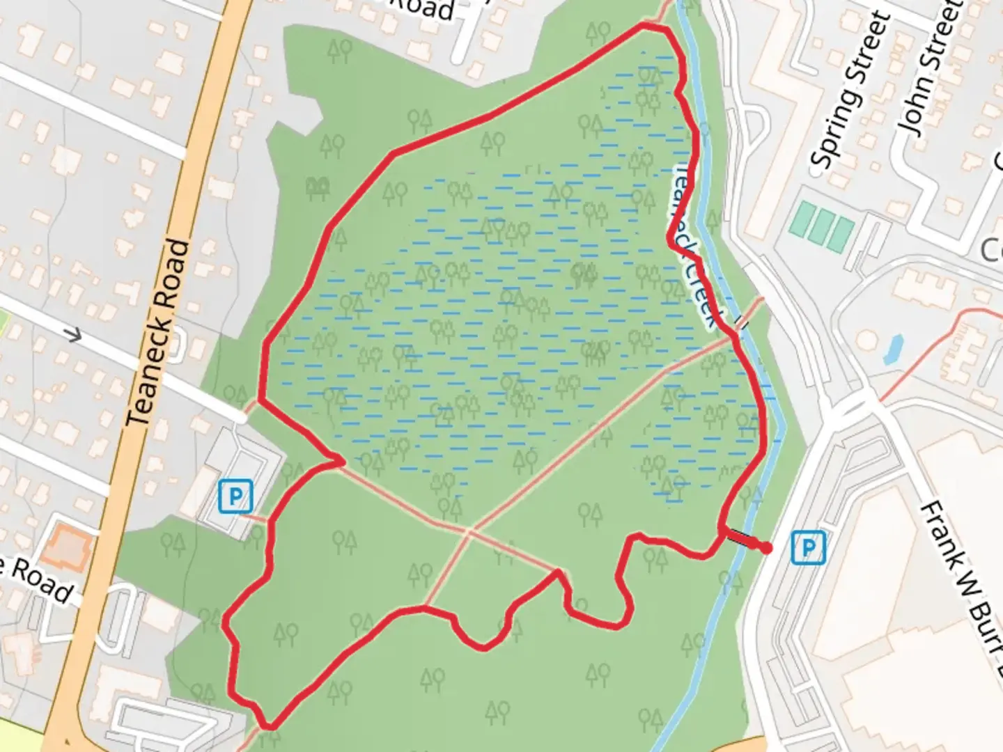 An image depicting the trail Teaneck Creek Loop and its surrounding area.