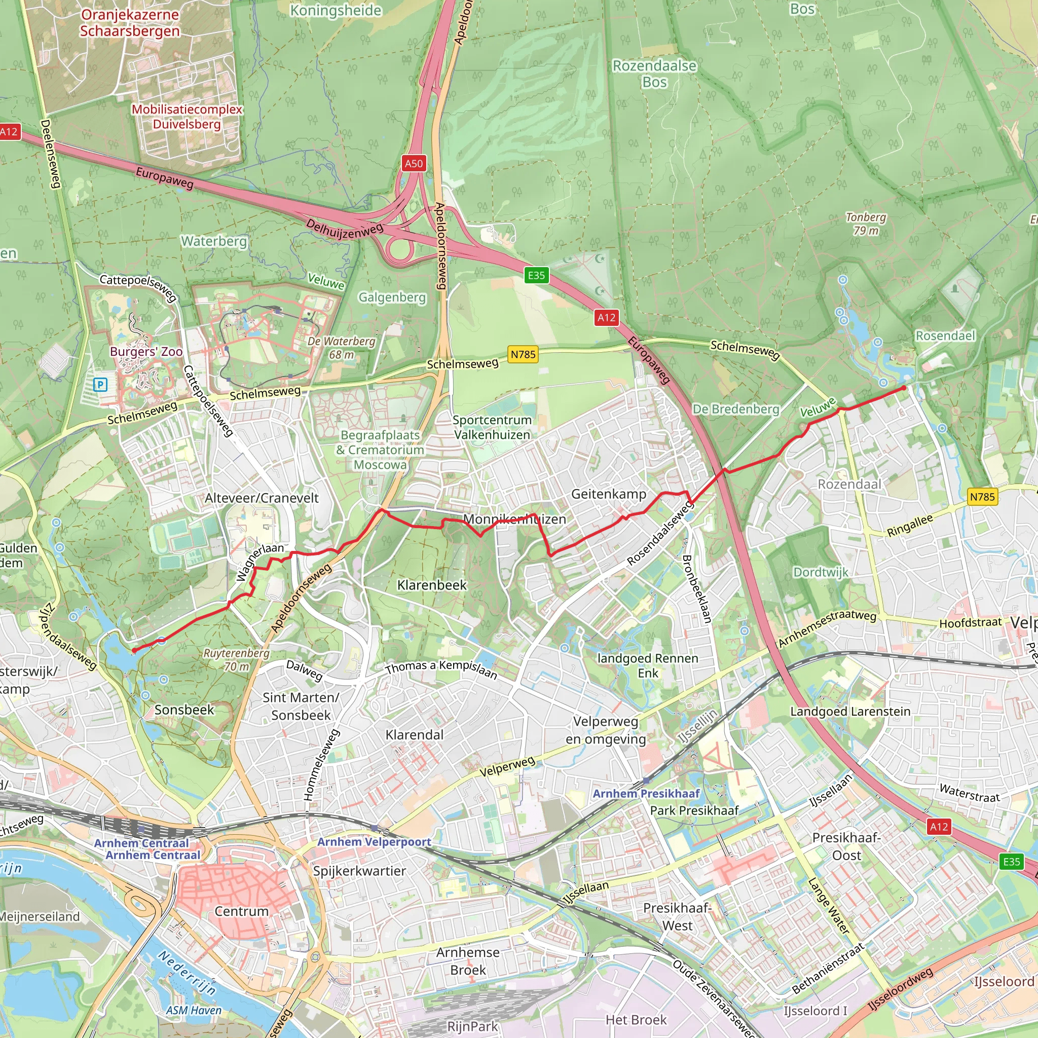 Rozendaal to Gulden Bodem via Maarten Van Rossumpad mobile static map