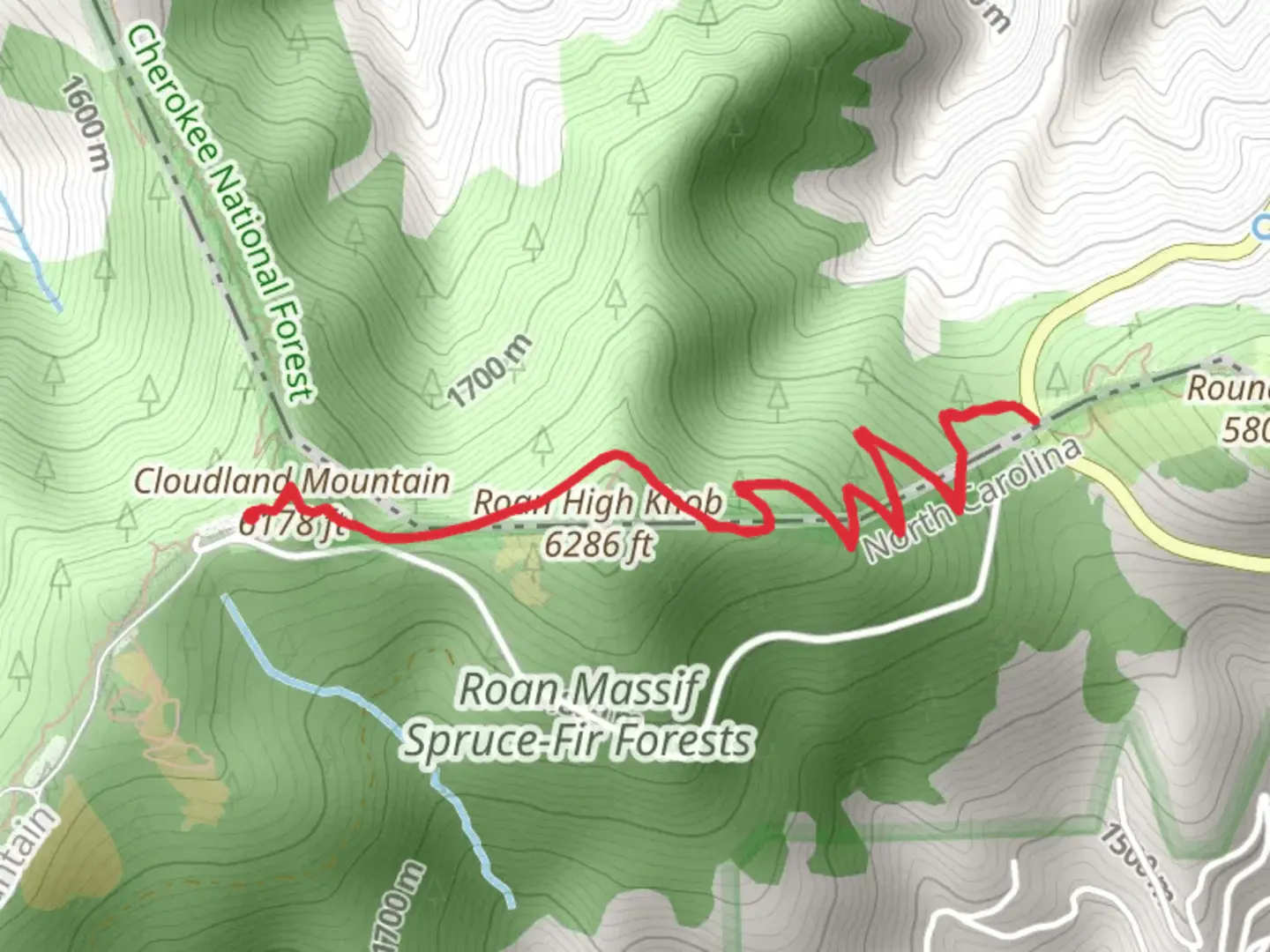 An image depicting the trail Appalachian Trail from Cloudland Mountain and its surrounding area.