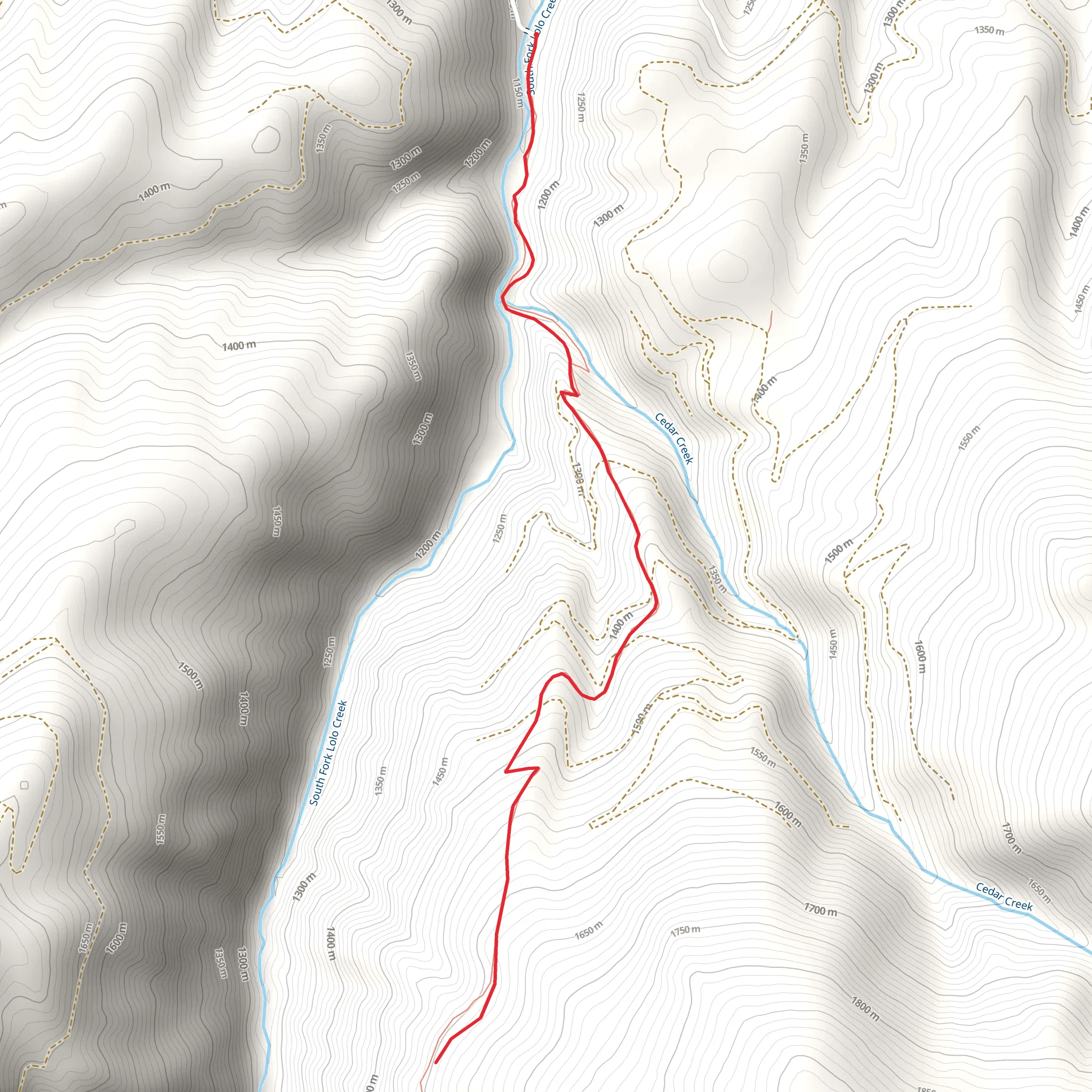 South Fork Lolo Creek Trail mobile static map