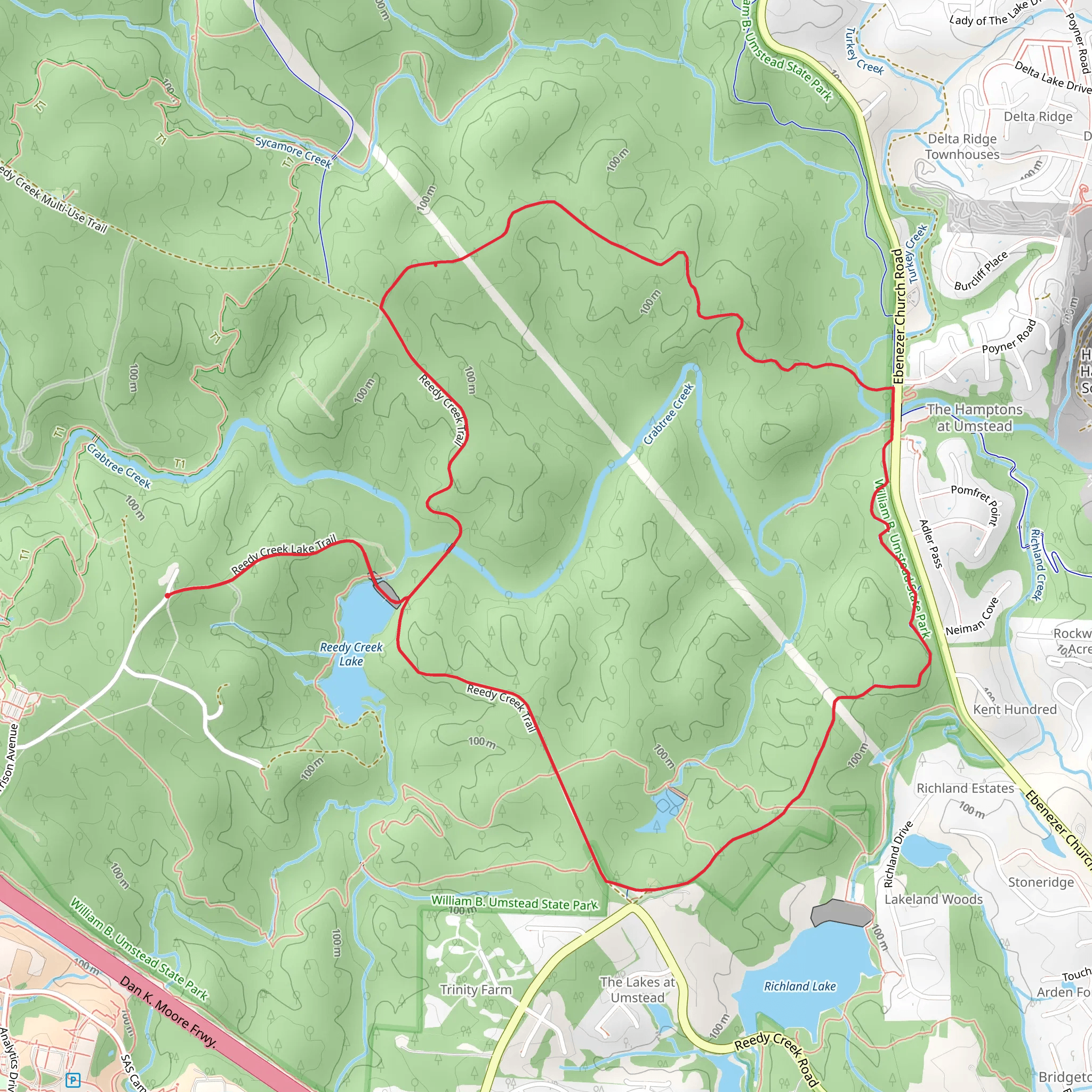 Cedar Ridge, South Turkey Creek and Reedy Creek Lake Loop Trail mobile static map