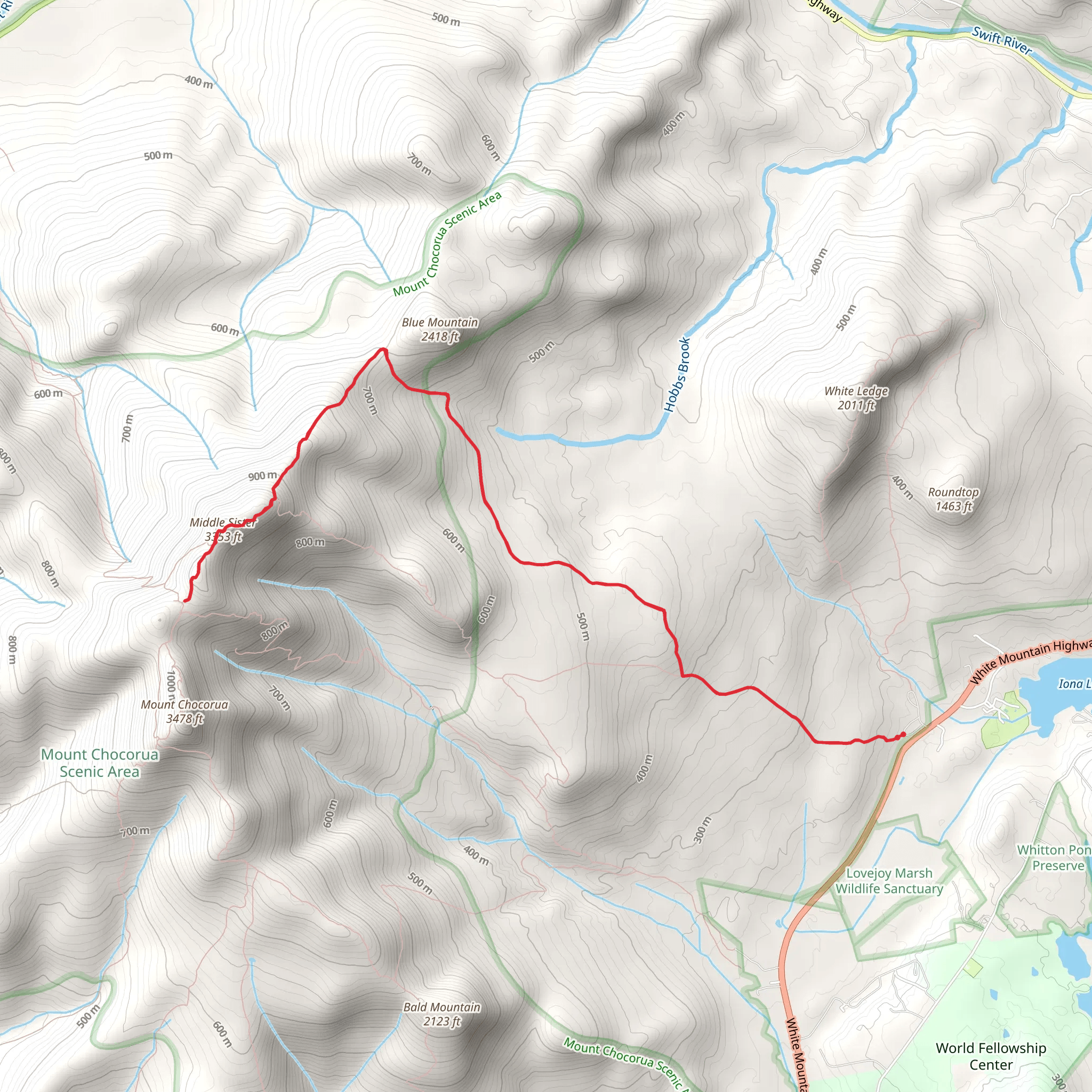 Blue Mountain and Mount Middle Sister Trail mobile static map