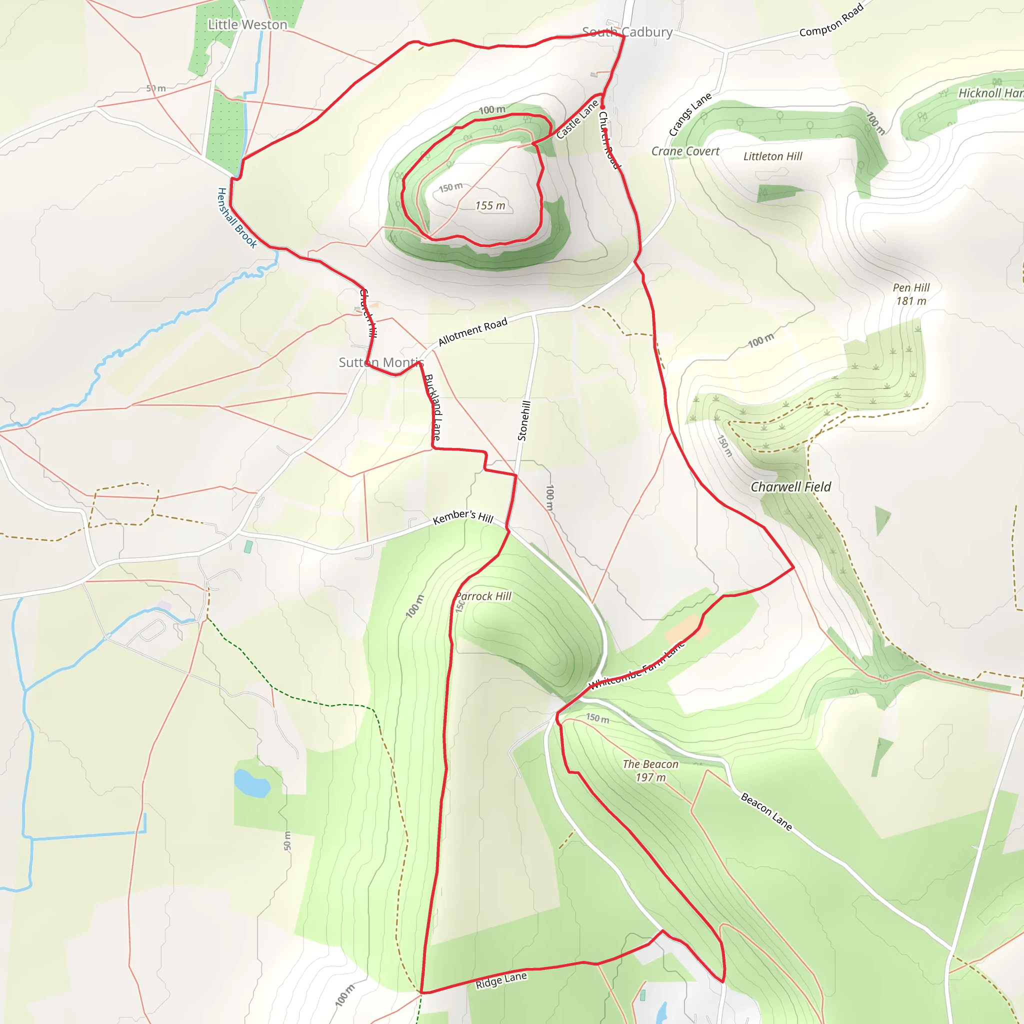Corton Denham and Cadbury Castle mobile static map