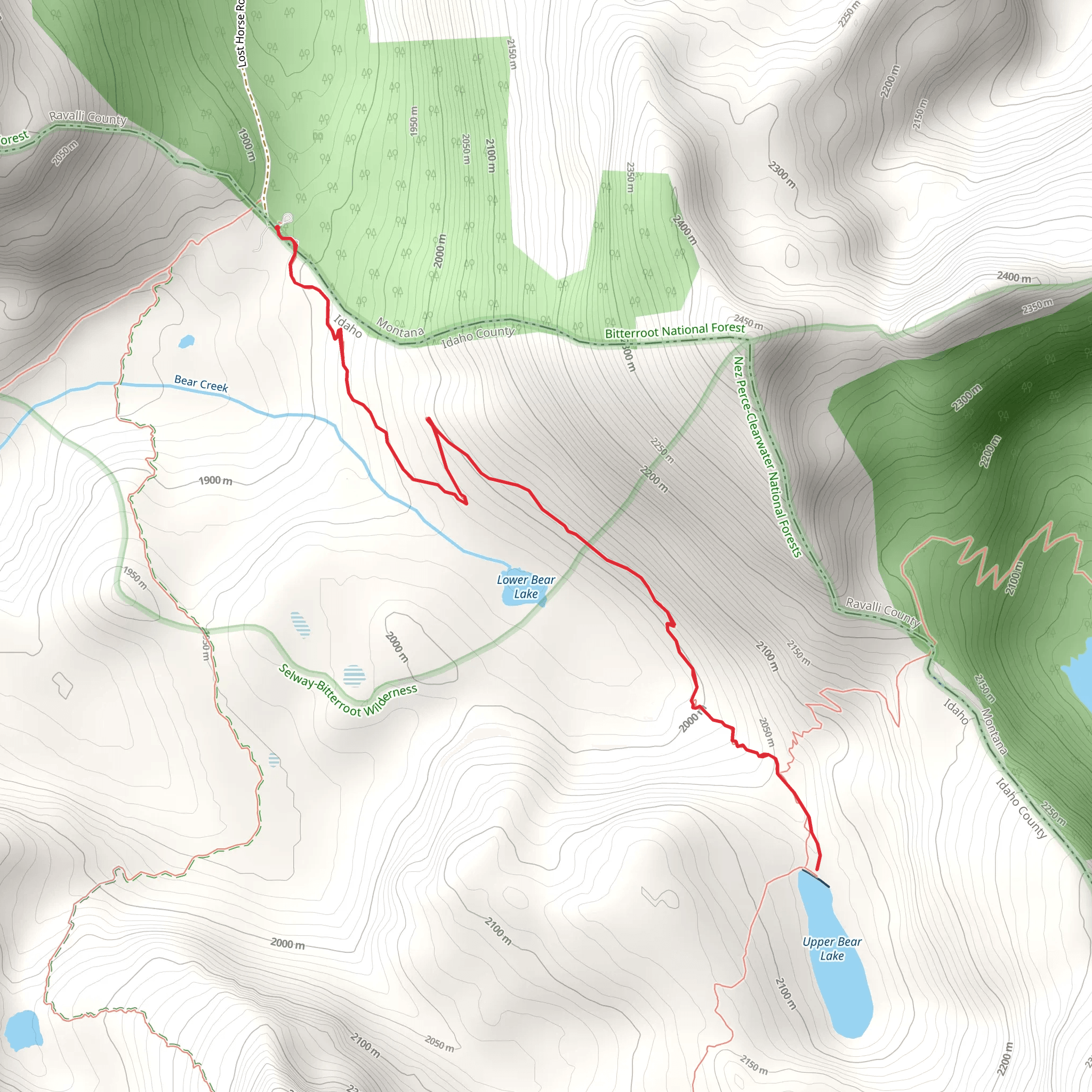 Lower and Upper Bear Lakes mobile static map