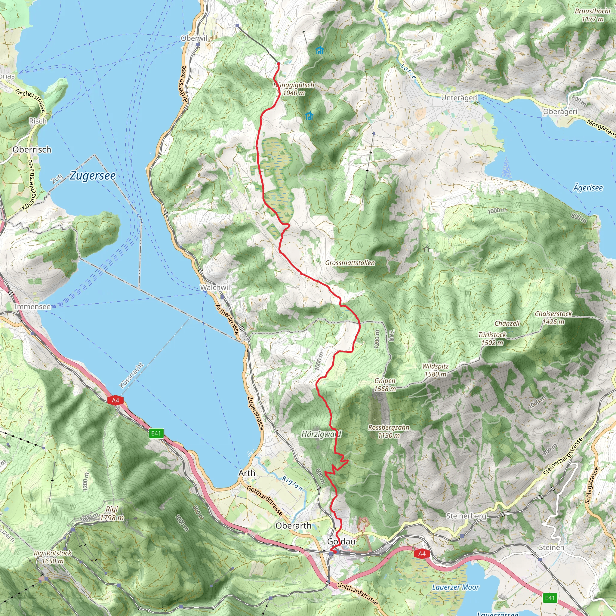 Zug - Arth-Goldau Trail mobile static map