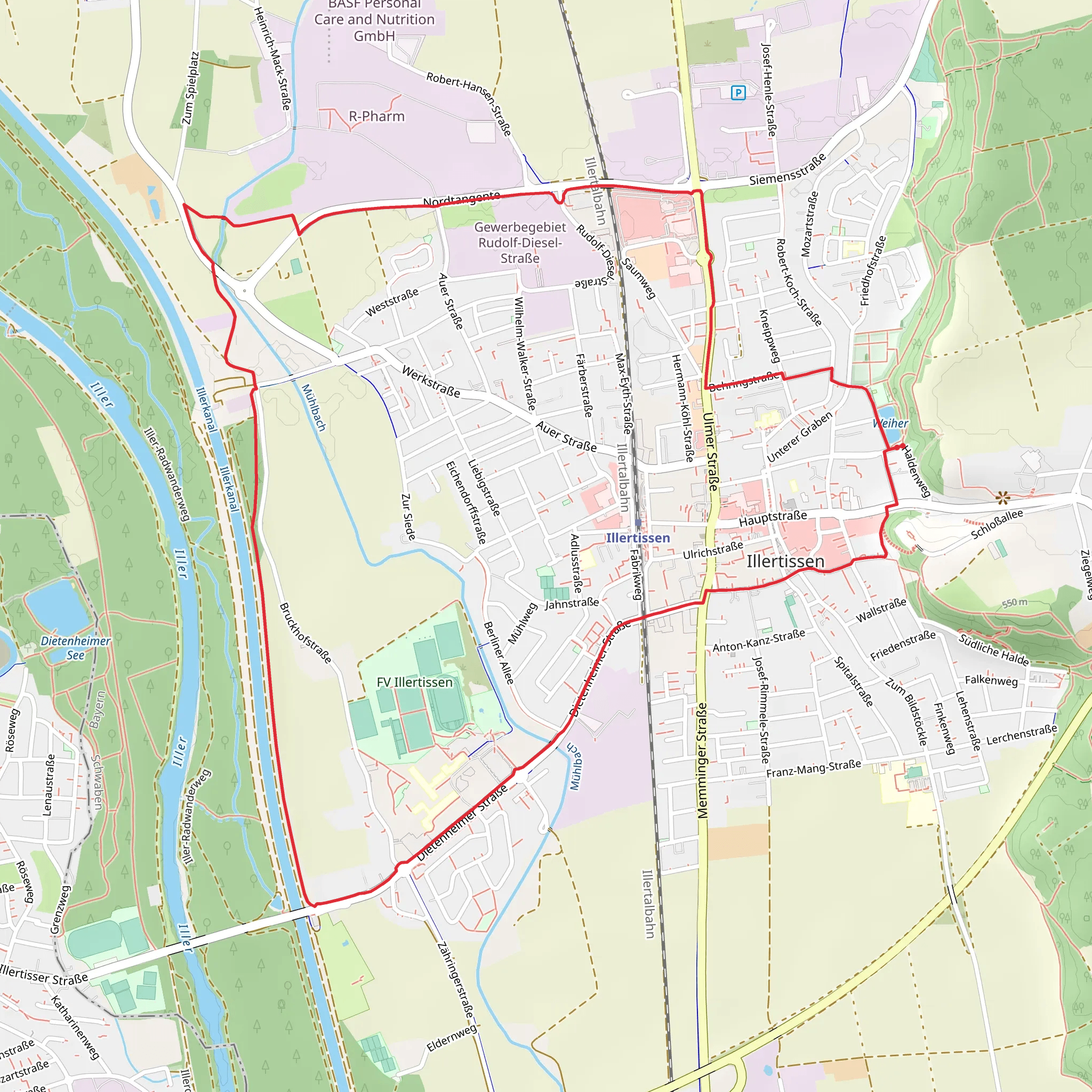 Weiher via Wanderweg 5 Stadt Illertissen mobile static map
