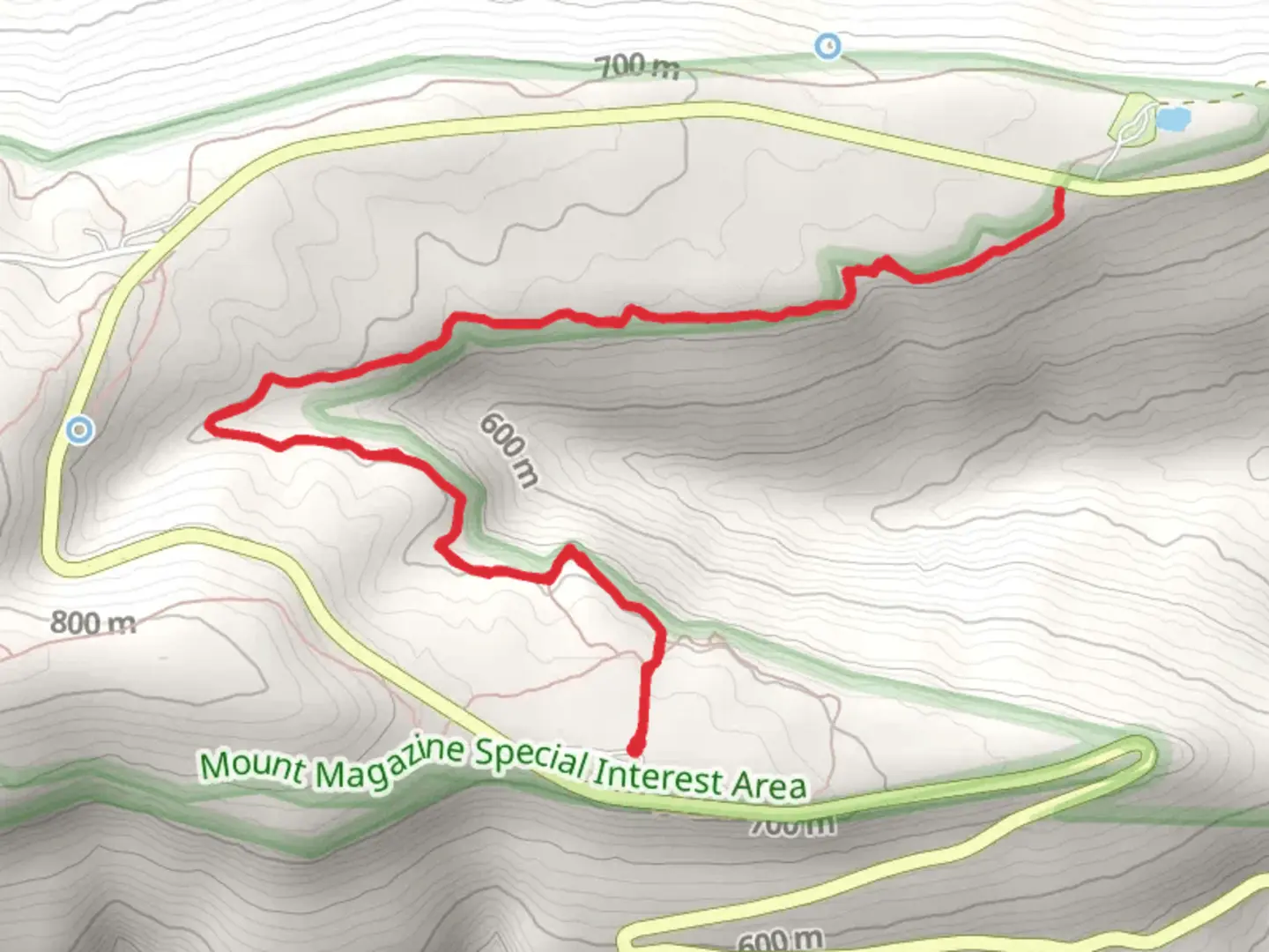 An image depicting the trail Bear Hollow Trail from East End System Road and its surrounding area.