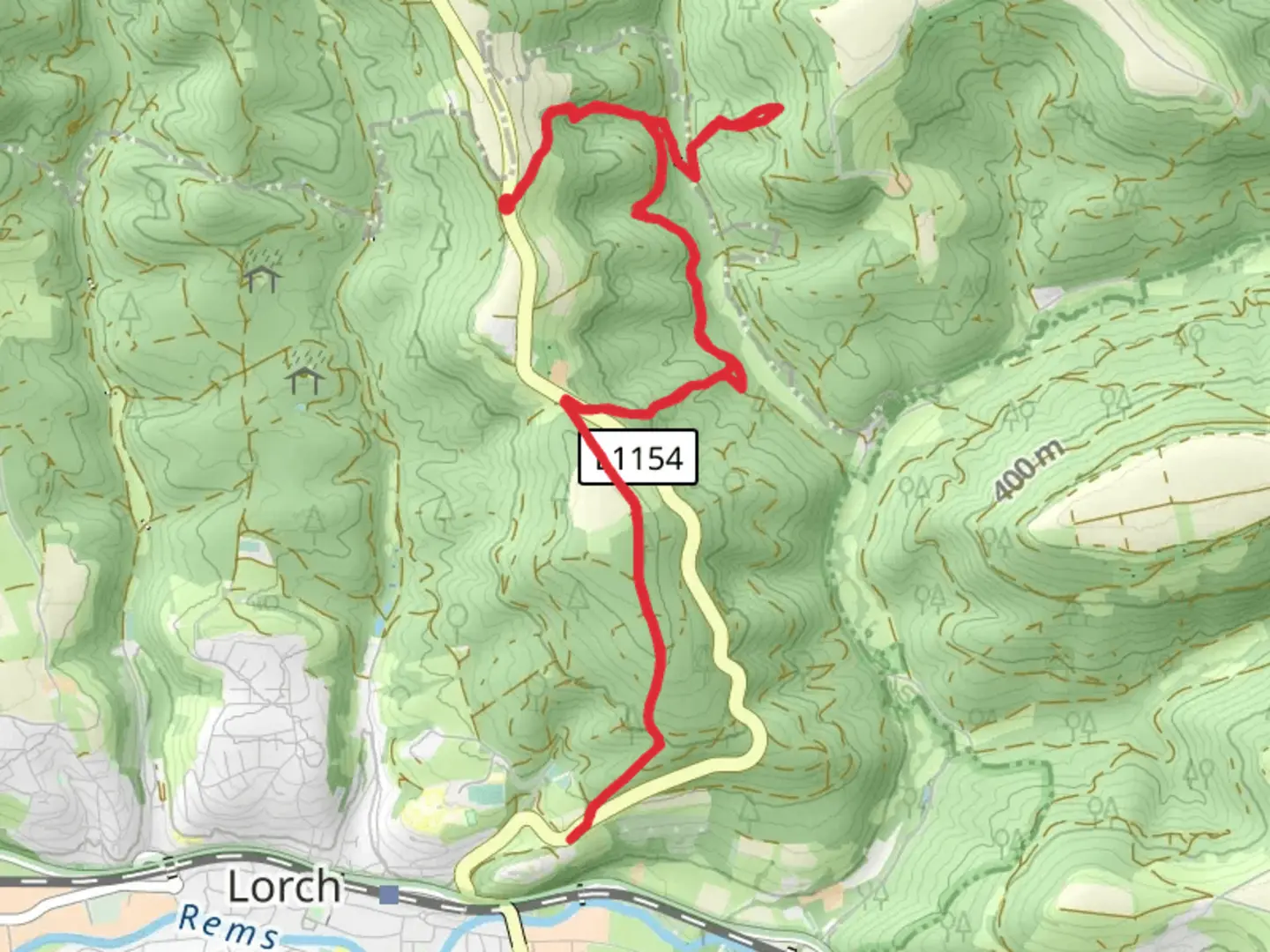 An image depicting the trail Schillergrotte and Hohler Stein via Schweizerhaldeweg and its surrounding area.