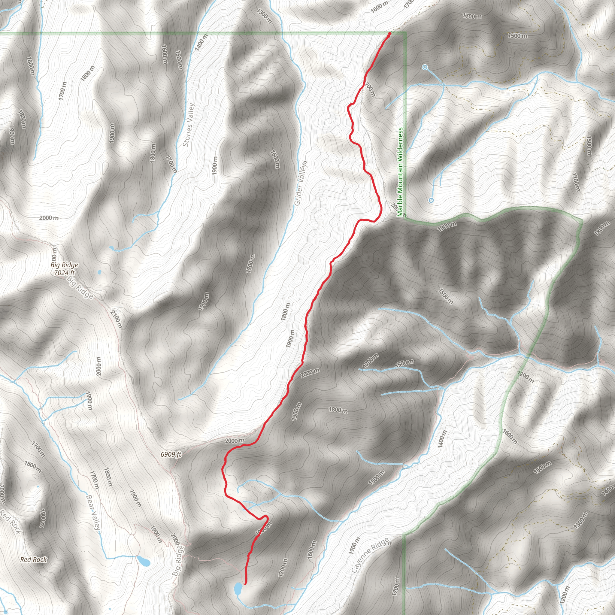 Packers Valley via Tyler Meadows Trail mobile static map