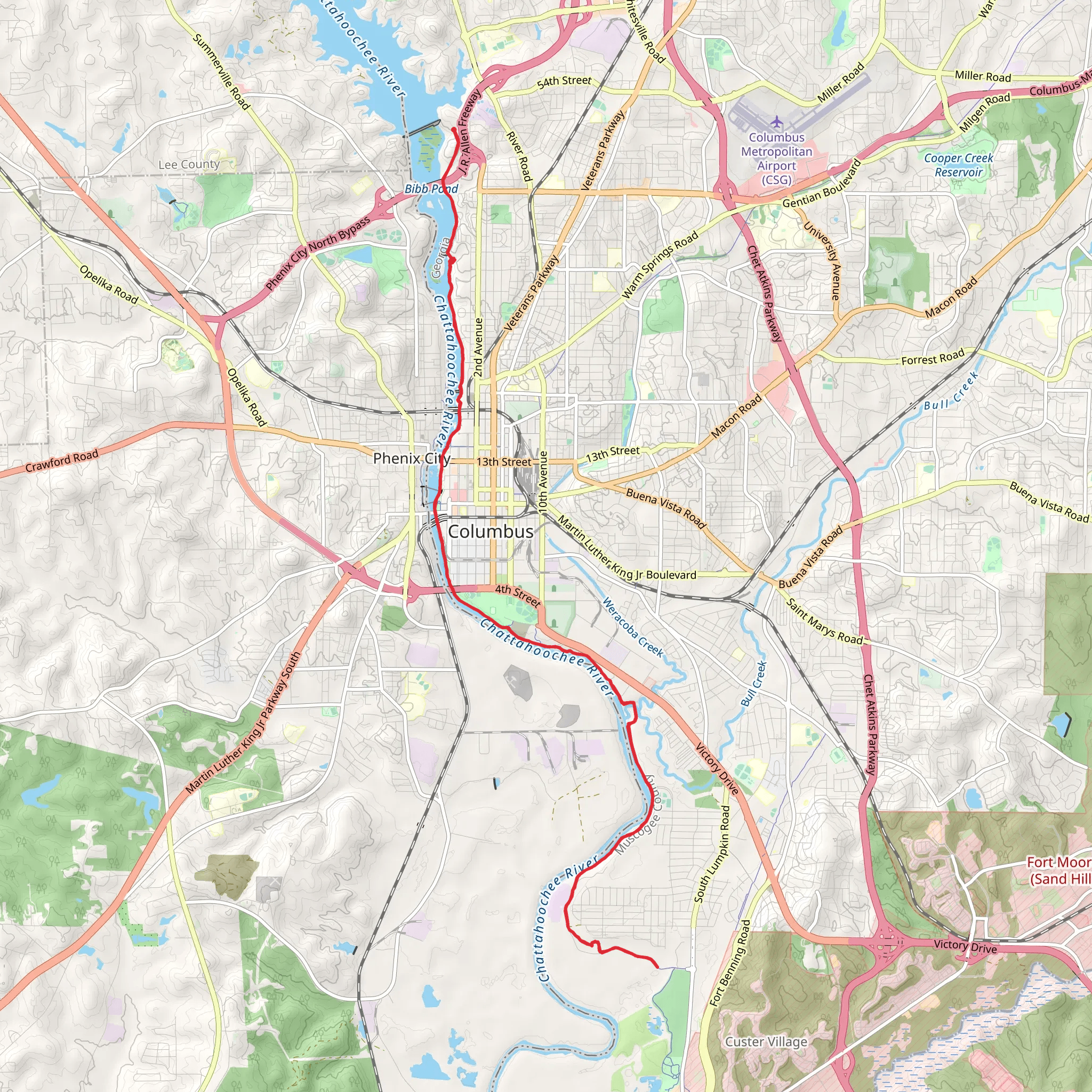 Chattahoochee RiverWalk from North End Chattahoochee Riverwalk mobile static map