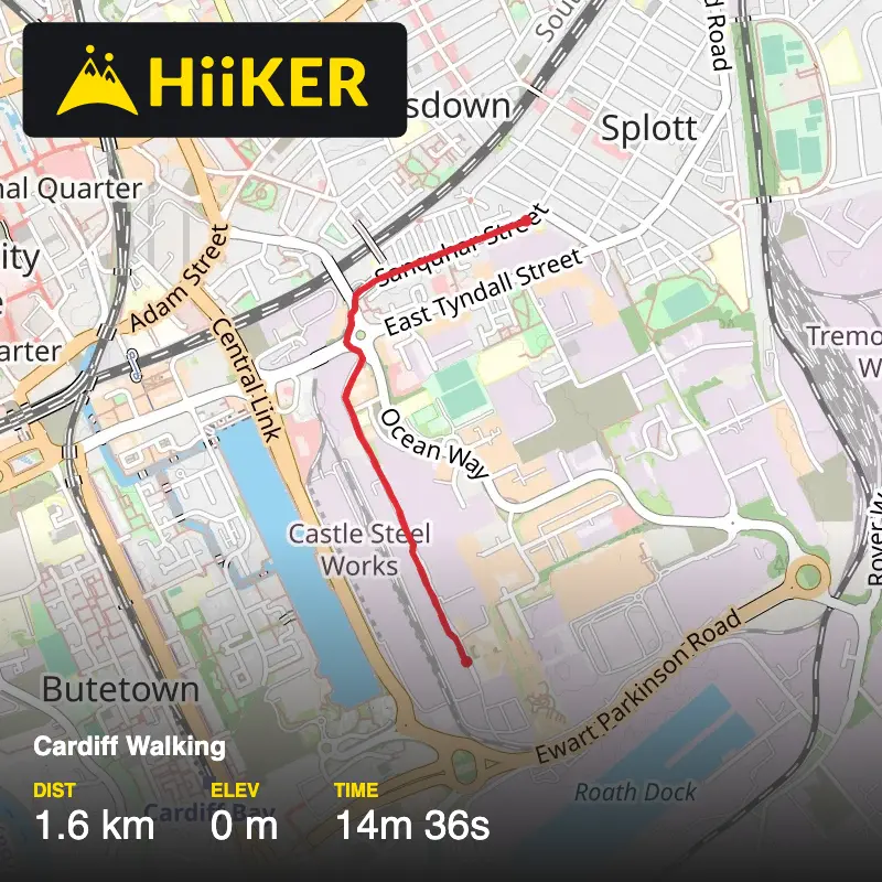 A map preview of the recording Cardiff Walking.