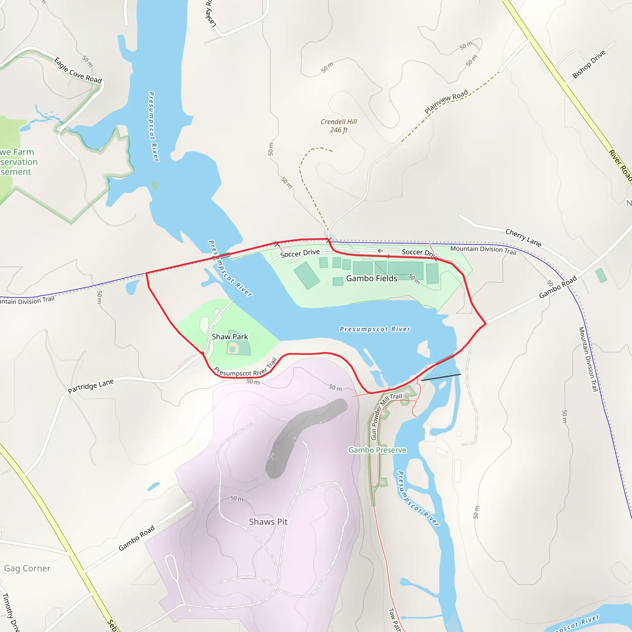 Presumpscot River Trail Loop mobile static map