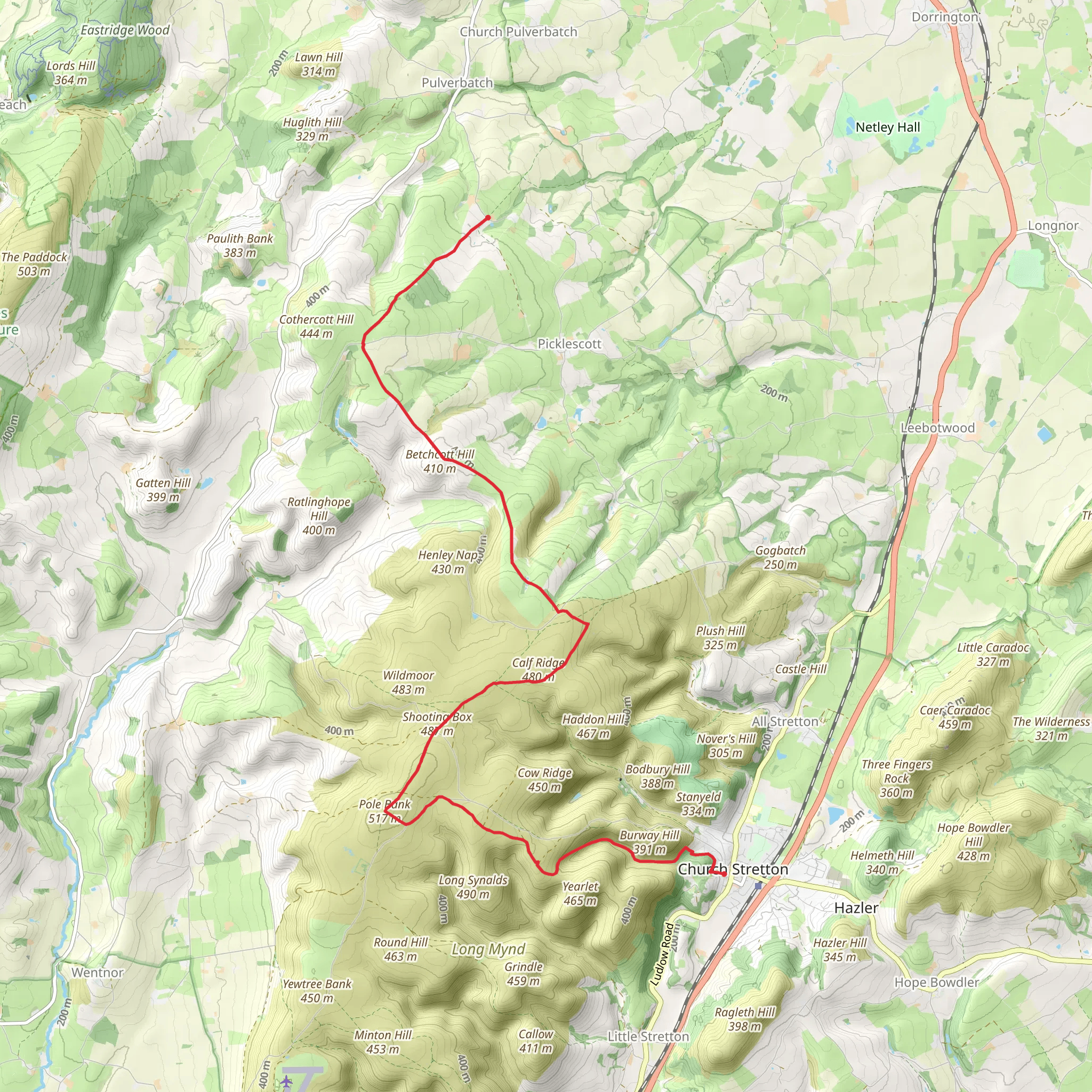 Shropshire Hills National Landscape - CP to CS via Townbrook mobile static map