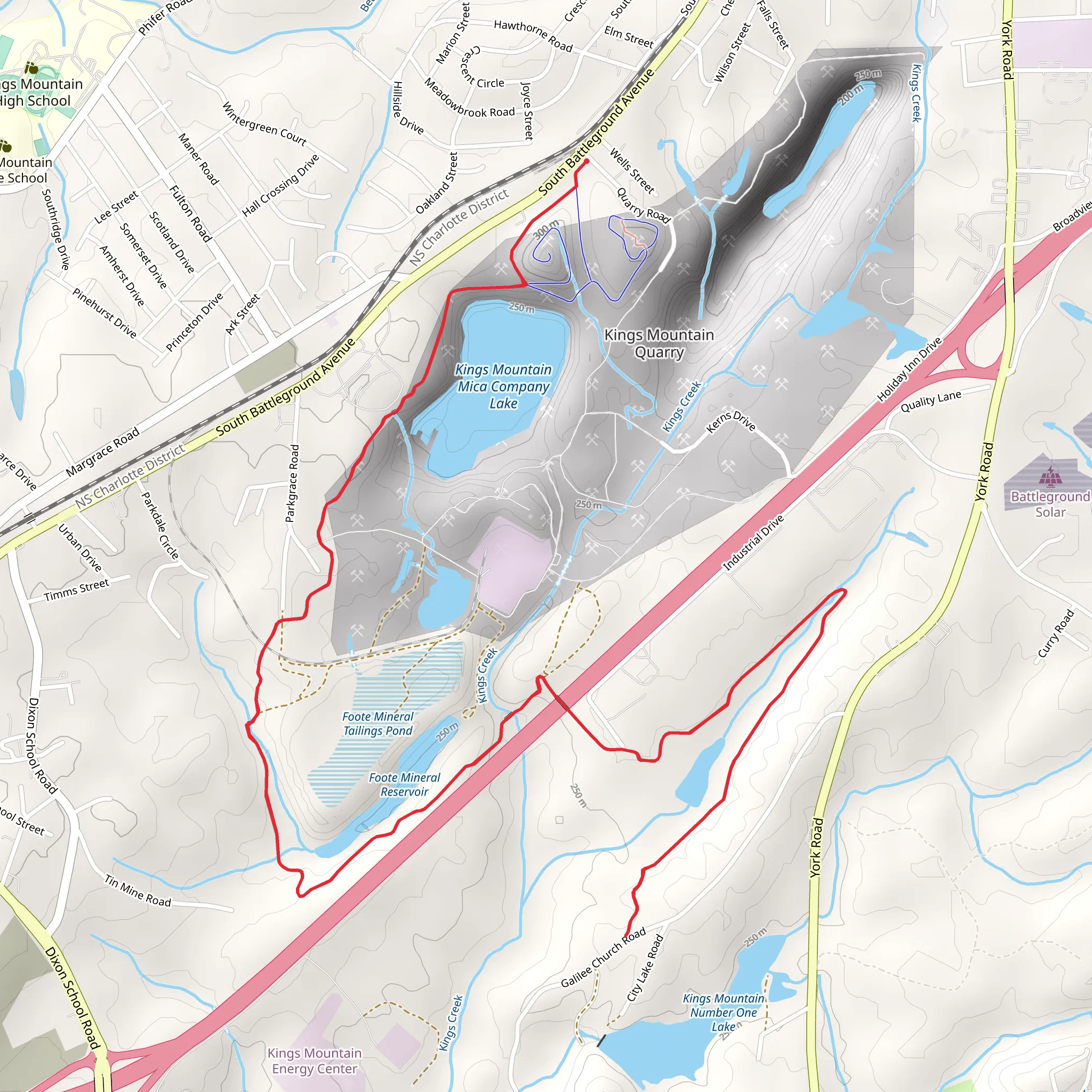 Kings Mountain Gateway Trail mobile static map