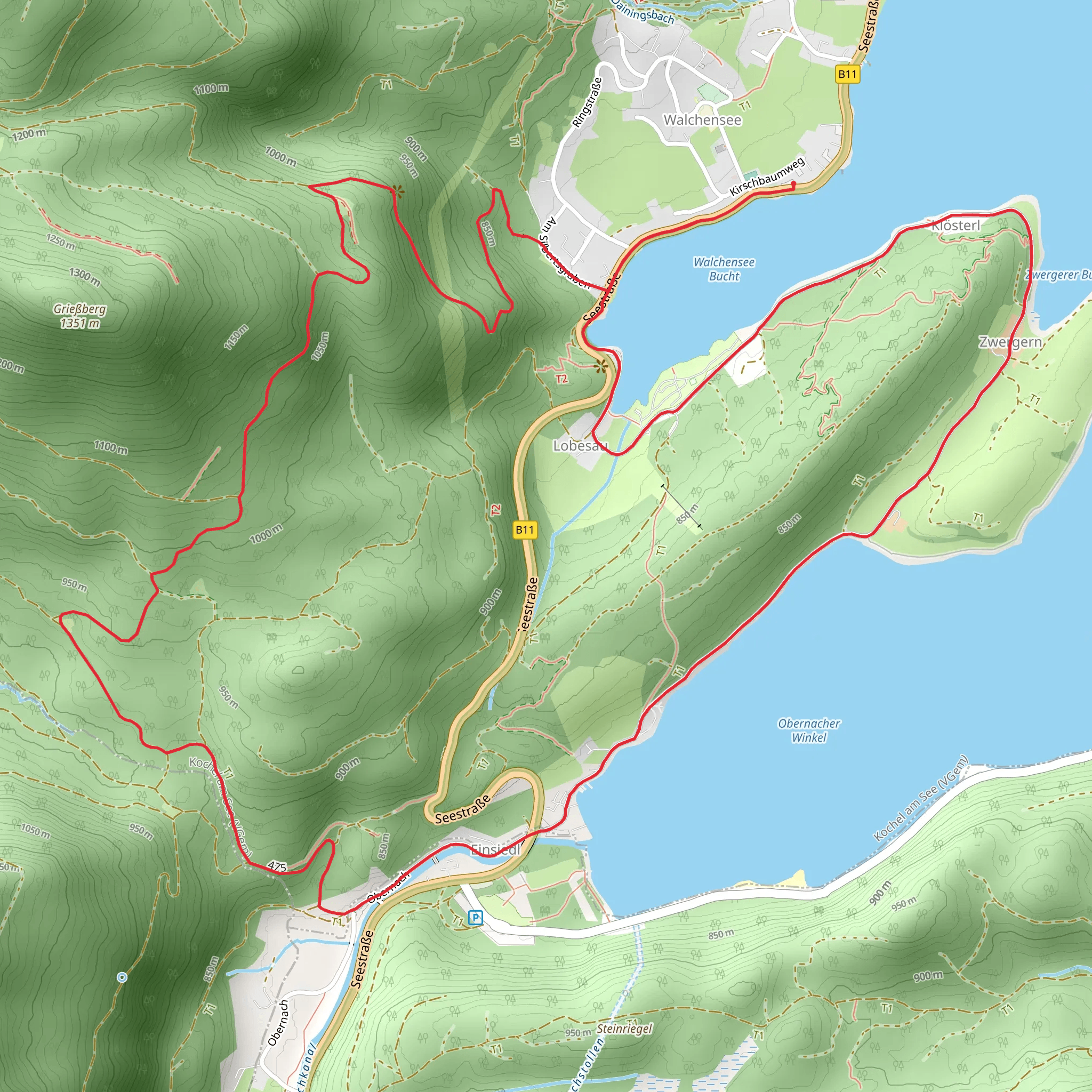 Walchensee Bucht Southwest Loop mobile static map