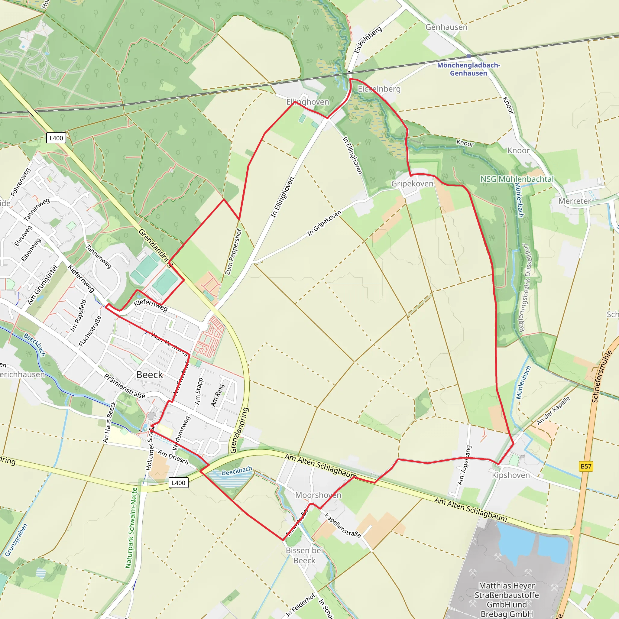 Moorshoven and Ellinghoven Loop via Beeck mobile static map